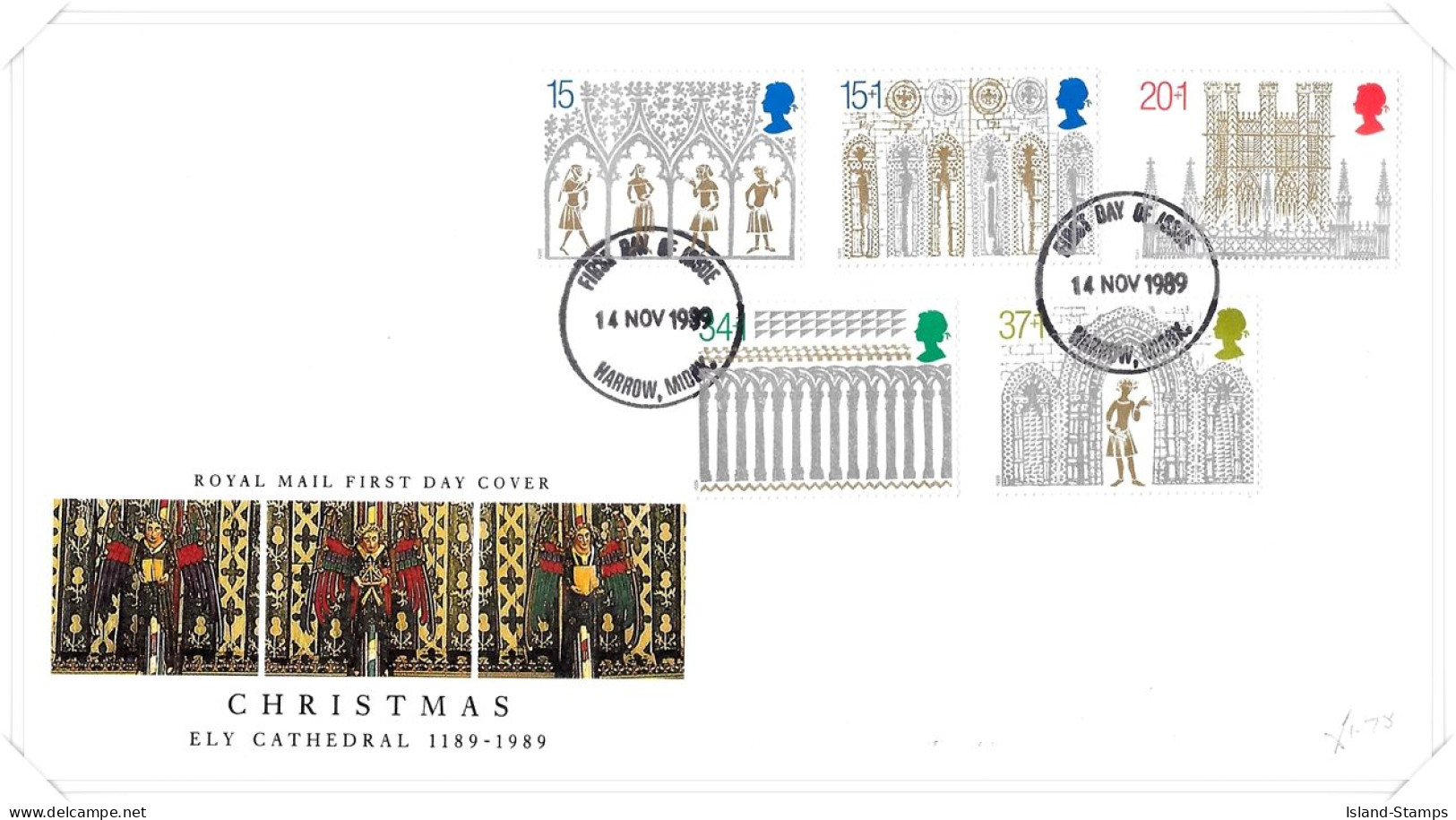 1989 Christmas Unaddressed FDC Tt - 1981-1990 Decimal Issues