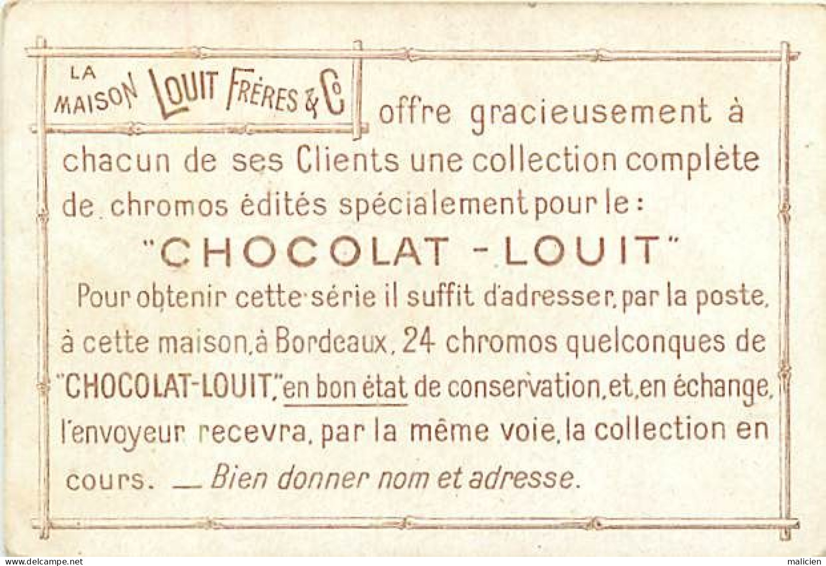 Chromos.-ref-chB906- Chocolat Louit Frères & Cie / Costume Fleur - Pervenche : Doux Souvenir - Fleurs - - Louit