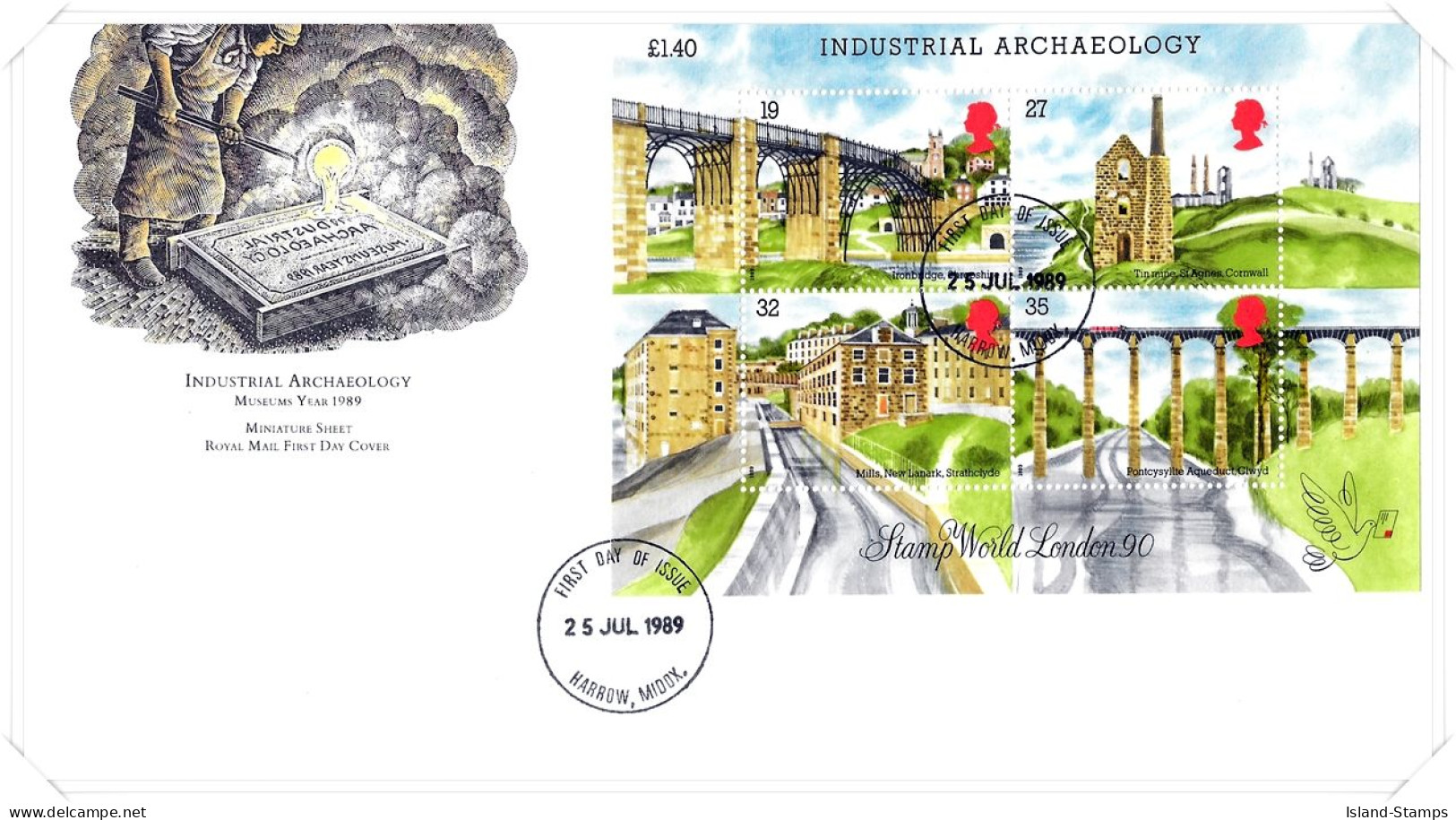 1989 Industrial Archaeology MS Unaddressed FDC Tt - 1981-1990 Decimale Uitgaven