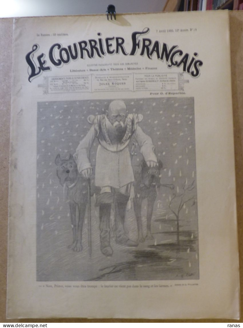 Revue Journal Le Courrier Français Satirique Caricature 40,5 X 29,5 Germany Allemagne Bismarck N° 14 De 1895 Willette - 1850 - 1899