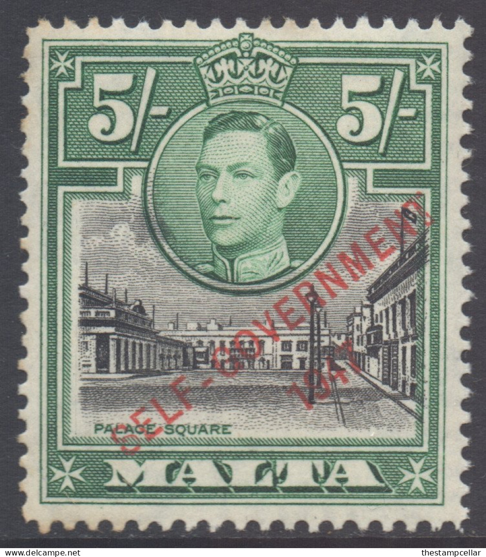 Malta Scott 221 - SG247, 1948 George VI Self Government 5/- MH* - Malta