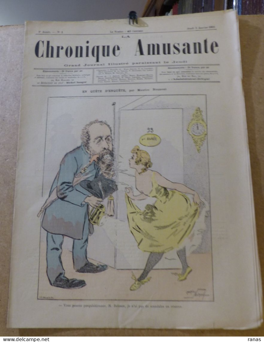 Revue Journal La CHRONIQUE AMUSANTE  Satirique Caricature 40 X 29 Germany Allemagne Bismarck N° 1 De 1893 - 1850 - 1899