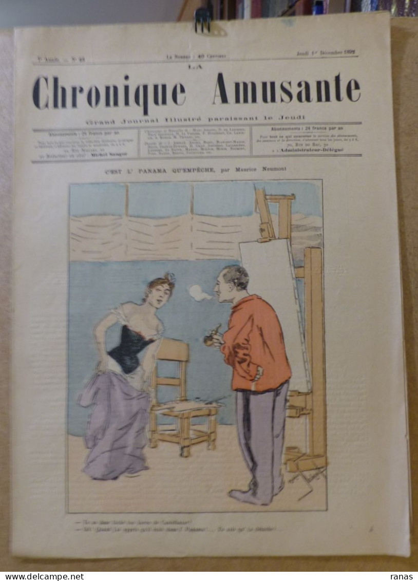 Revue Journal La CHRONIQUE AMUSANTE  Satirique Caricature 40 X 29 Germany Allemagne Bismarck N° 48 De 1892 - 1850 - 1899