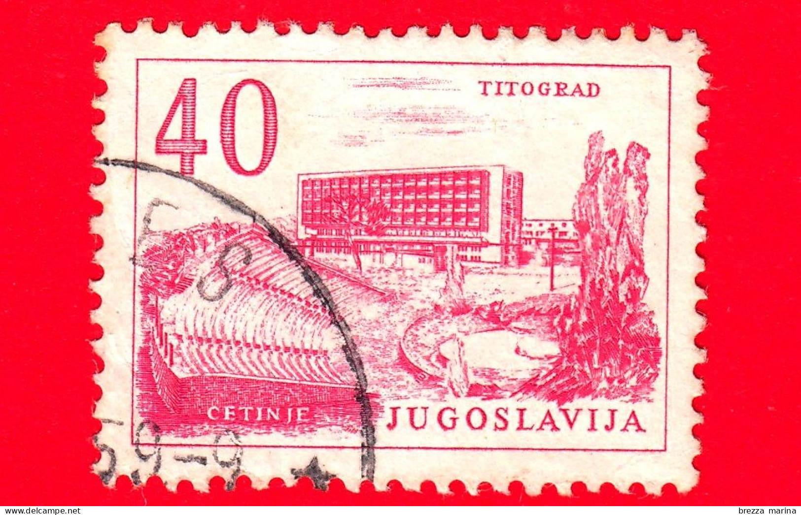 JUGOSLAVIA - Usato - 1958 - Ingegneria Ed Architettura - Hotel A Titograd E Teatro All'aperto A Cetinje - 40 - Usati