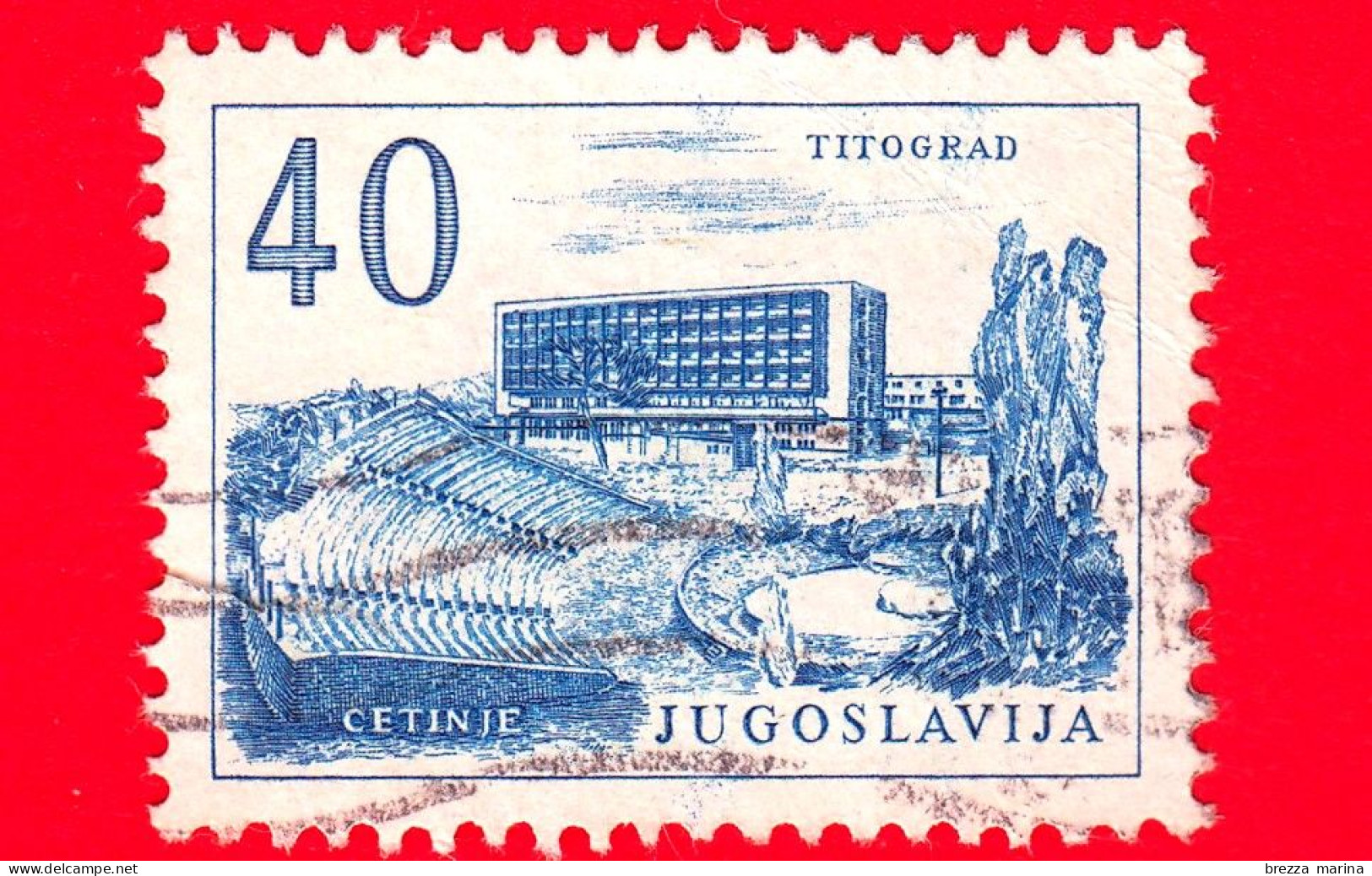 JUGOSLAVIA - Usato - 1959 - Ingegneria Ed Architettura - Hotel A Titograd E Teatro All'aperto A Cetinje - 40 - Usati