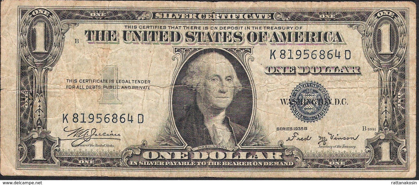 U.S.A.    1 DOLLAR  1935B FINE NO P.h. ! - Silver Certificates – Títulos Plata (1928-1957)