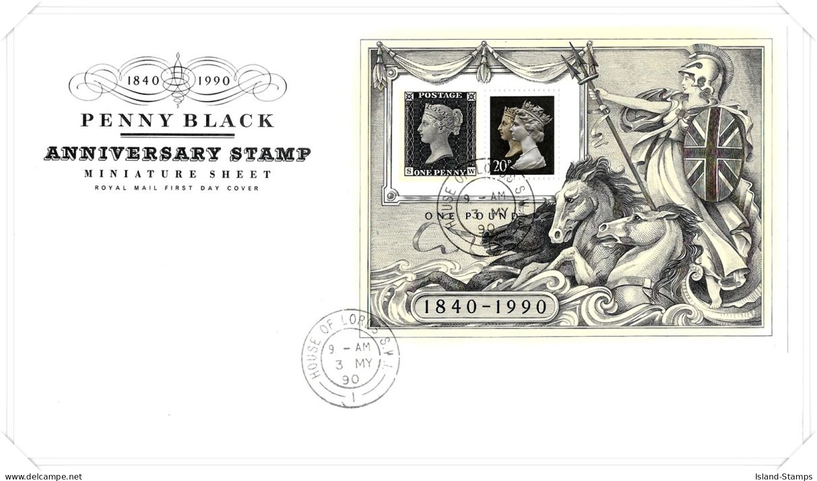 1990 1d Black MS Unaddressed FDC Tt - 1981-1990 Dezimalausgaben