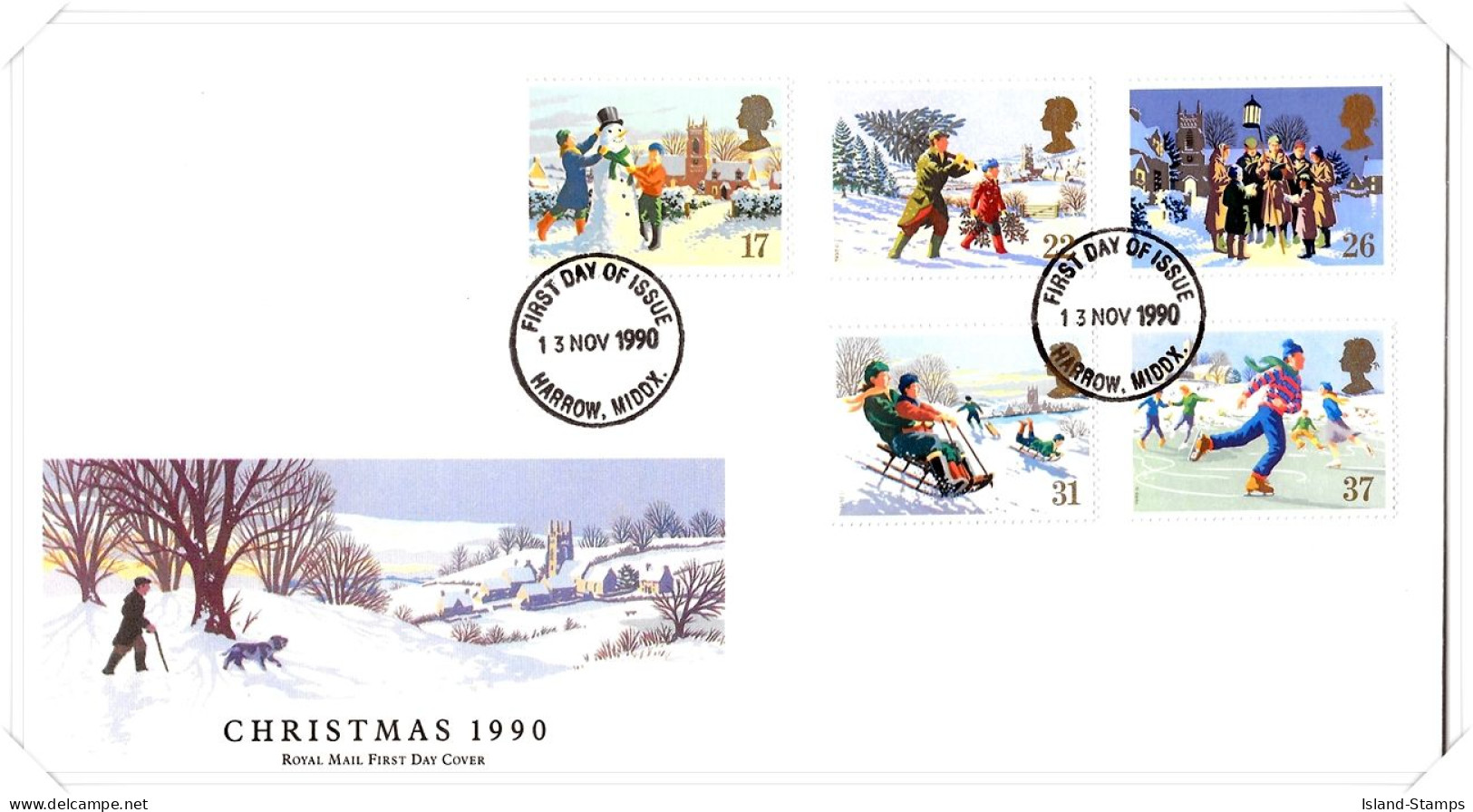 1990 Christmas Unaddressed FDC Tt - 1981-1990 Em. Décimales