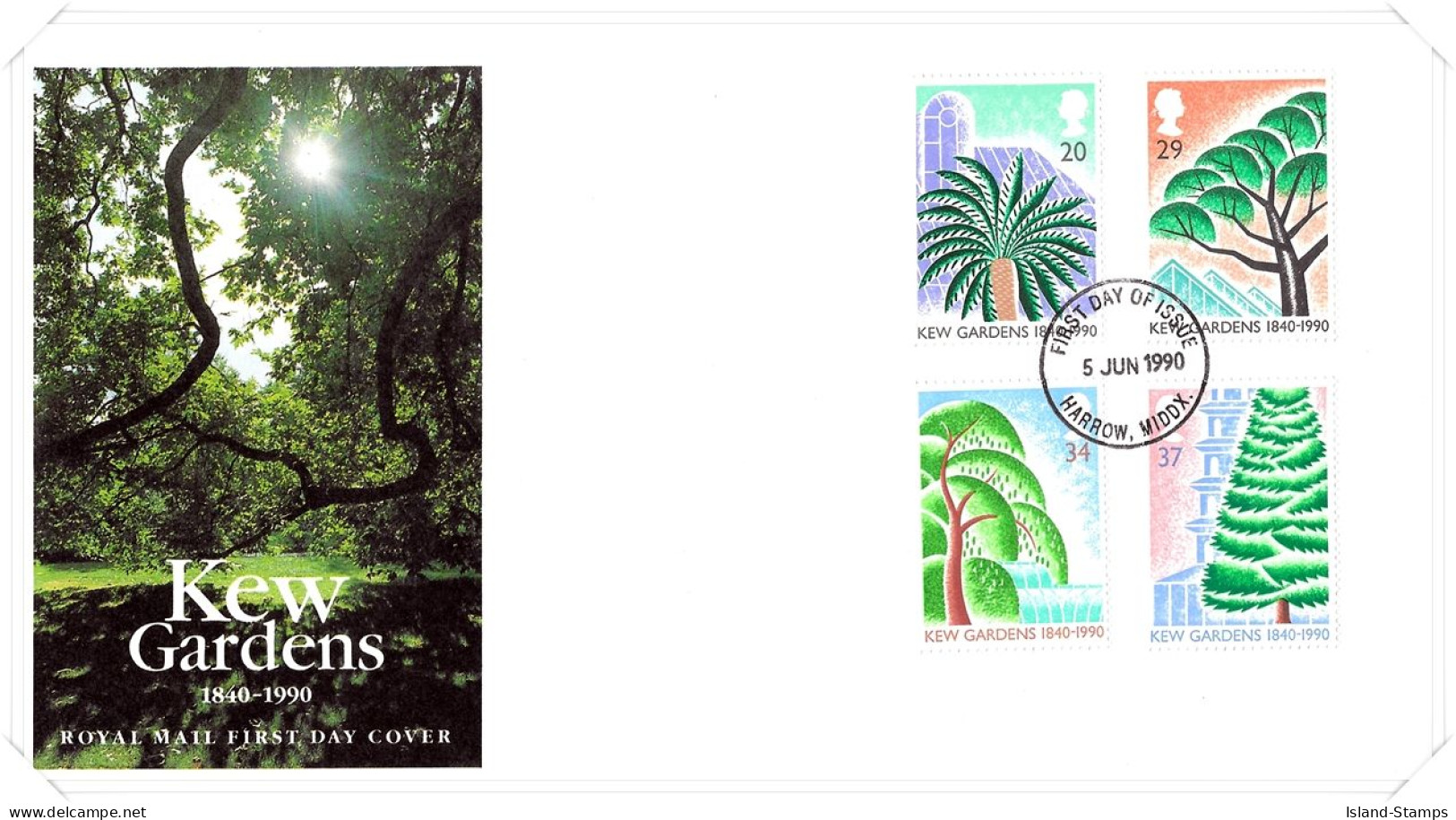 1990 Kew Gardens Unaddressed FDC Tt (2) - 1981-1990 Decimal Issues