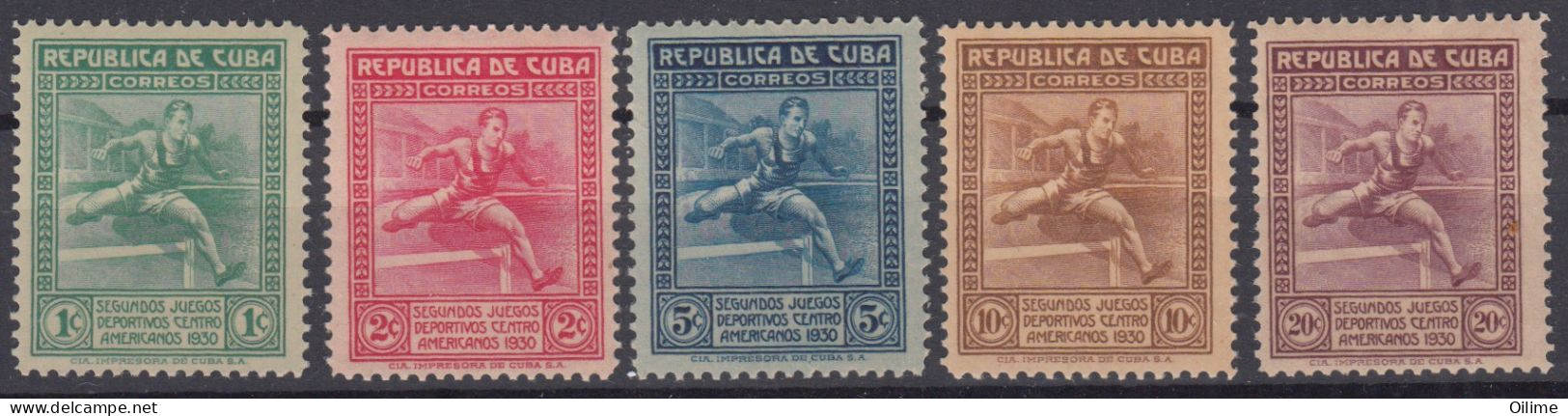 CUBA 1930. II JUEGOS DEPORTIVOS CENTROAMERICANOS. MNH. EDIFIL 239/43 - Neufs