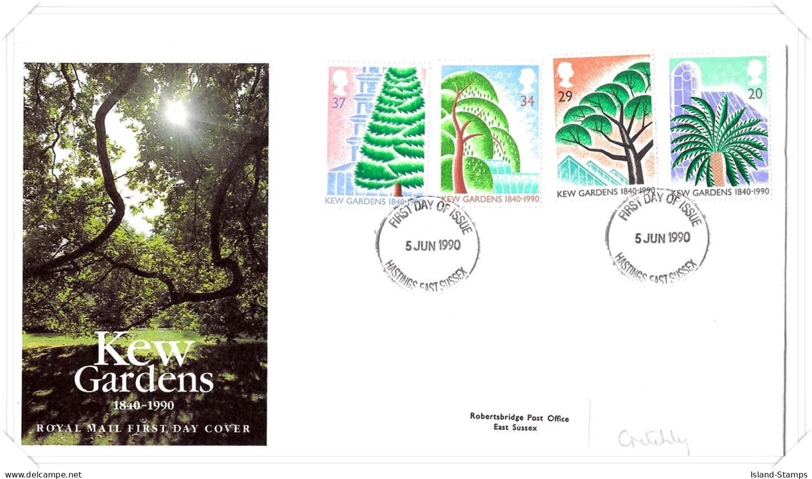 1990 Kew Gardens Unaddressed FDC Tt - 1981-1990 Em. Décimales