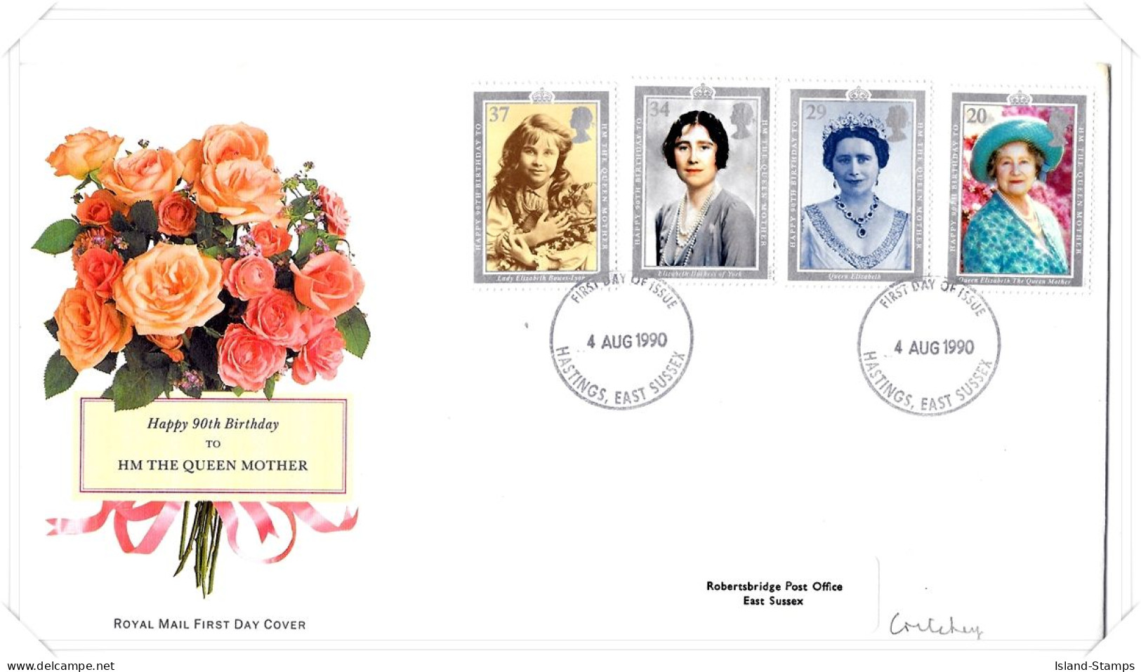 1990 Queen Mother (2) Unaddressed FDC Tt - 1981-1990 Em. Décimales