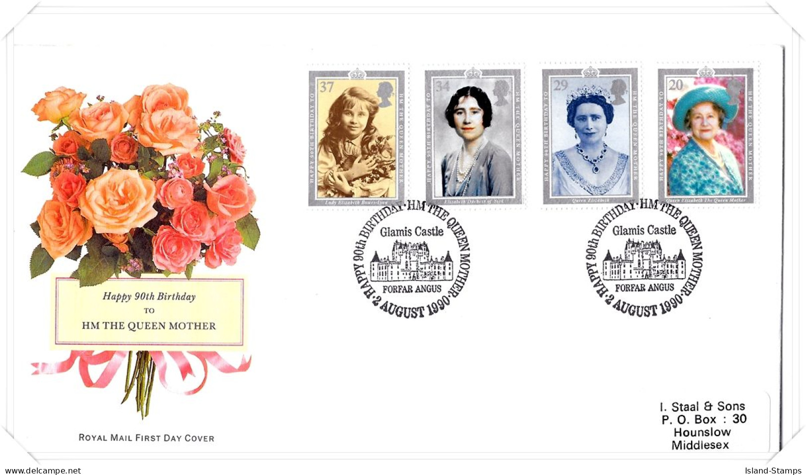 1990 Queen Mother Unaddressed FDC Tt - 1981-1990 Em. Décimales
