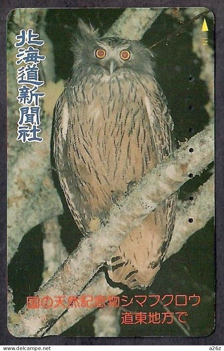 Japan 1V Owl Hokkaido Shimbun Press Used Card - Búhos, Lechuza