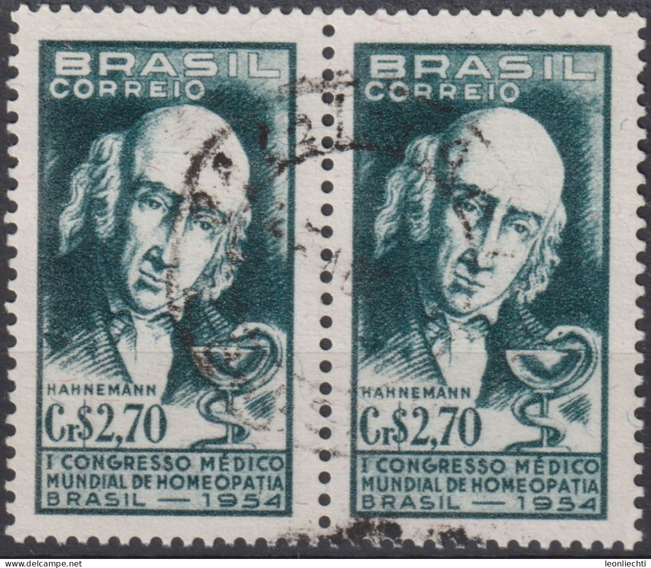 1954 Brasilien ° Mi:BR 862, Sn:BR 810, Yt:BR 592, Hahnemann, 1st World Congress Of Homeopathy - Oblitérés