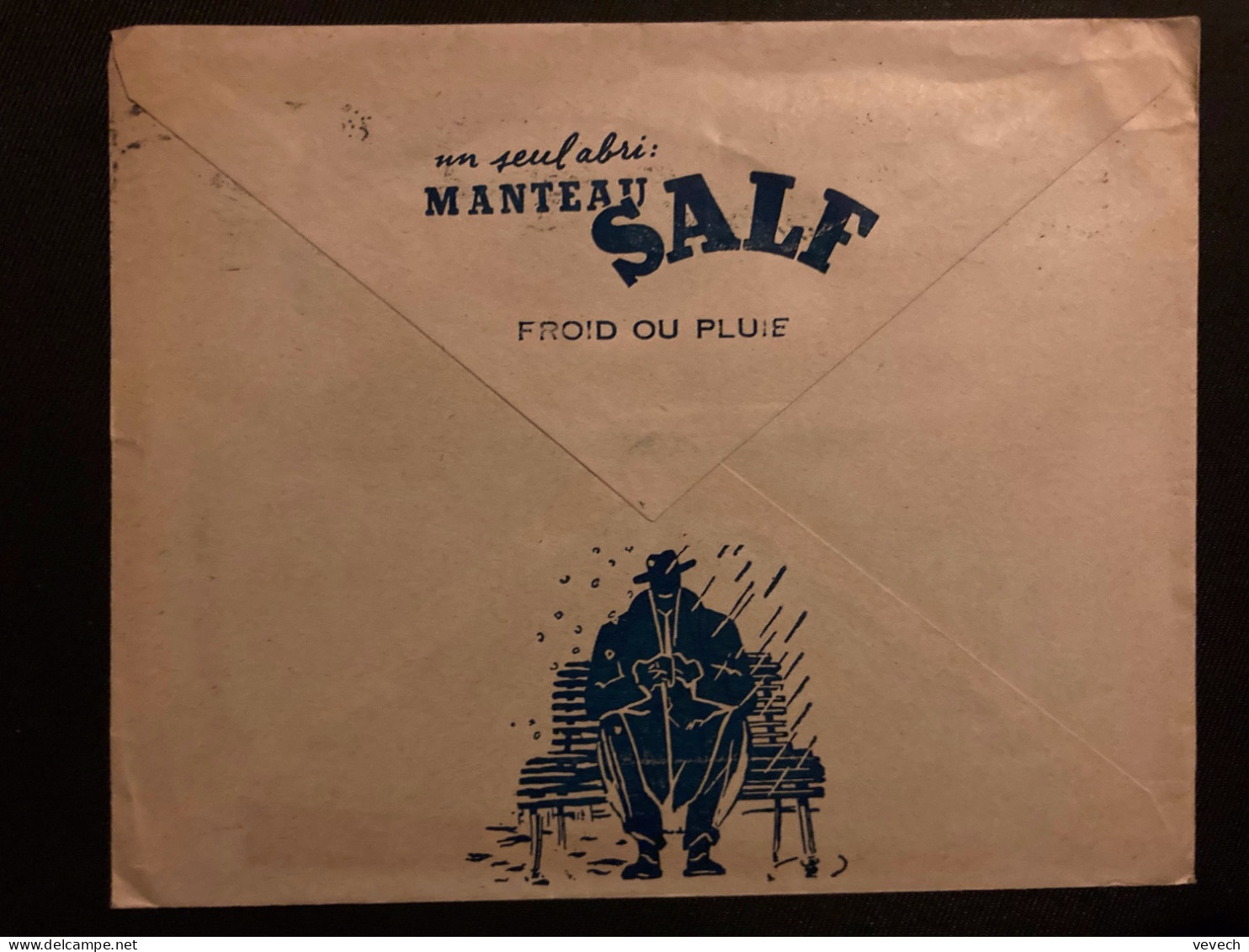 LETTRE SALF MANUFACTURE DE CONFECTION MANTEAU SALF FROID OU PLUIE TP M DE GANDON 12F OBL.MEC.25 III 52 PARIS 58 - Briefe U. Dokumente