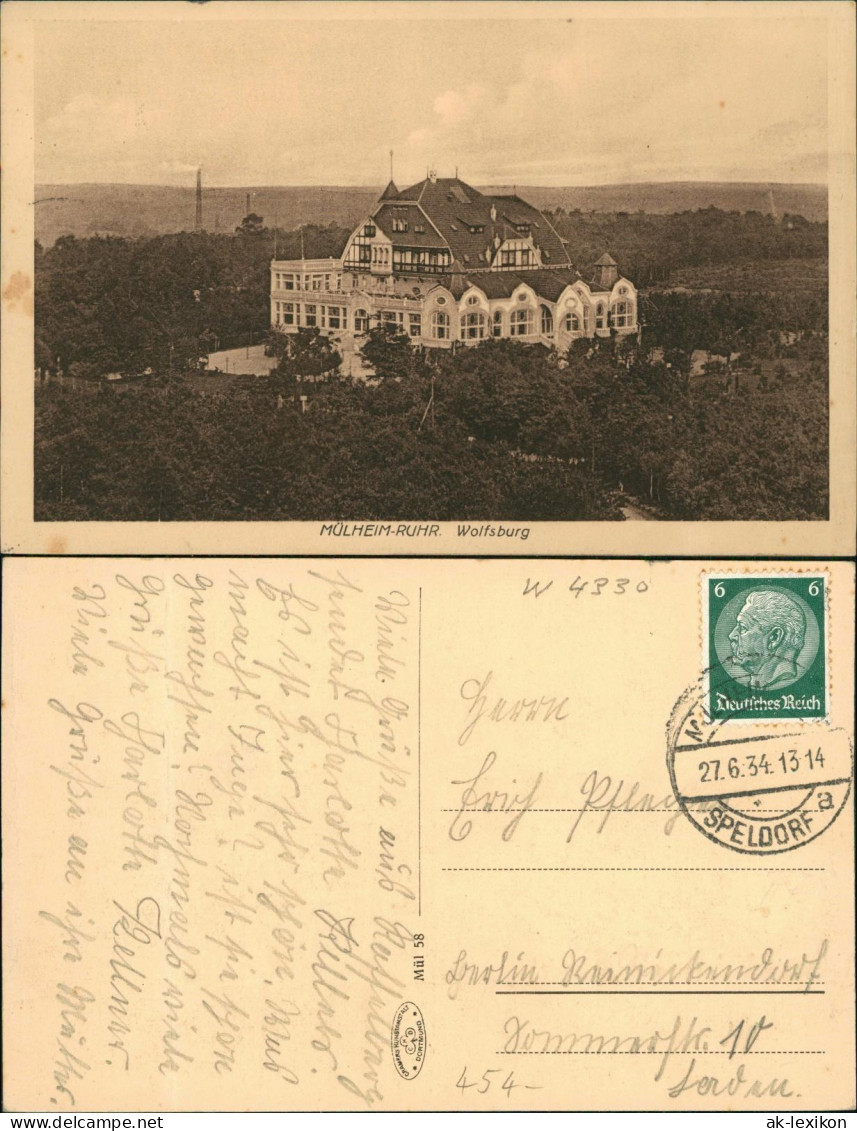 Ansichtskarte Mülheim An Der Ruhr Wolfsburg 1934 - Muelheim A. D. Ruhr