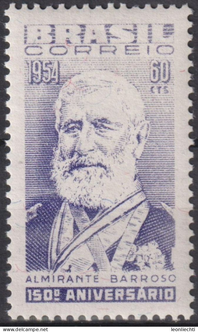 1954 Brasilien ** Mi:BR 861, Sn:BR 809, Yt:BR 591, Admiral Francisco Manoel Barroso Da Silva (1804-1882) - Ongebruikt