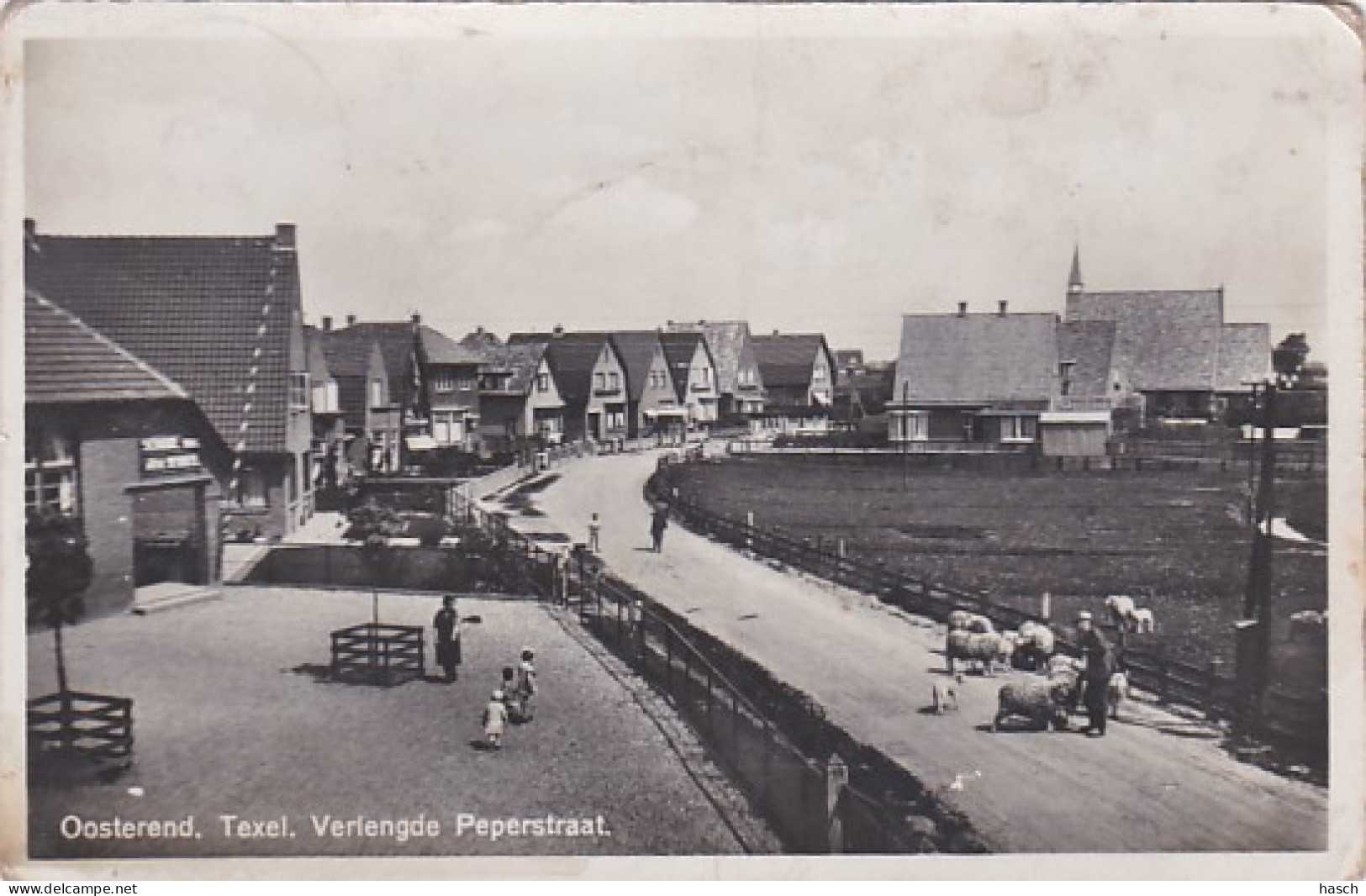 252710Texel, Oosterend Verlengde Peperstraat-1934 (zie Hoeken, Randen Kleine Beschadiging Op De Weg) - Texel