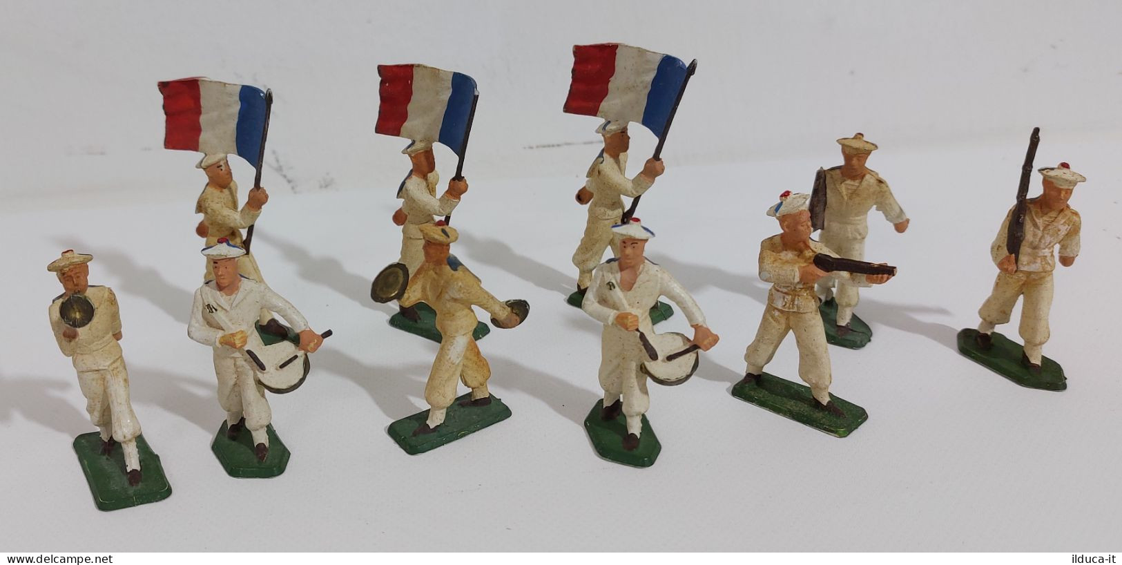 60861 Cs17 SOLDATINI BRITAINS - Lotto 10 Marinai Francesi - Soldats De Plomb