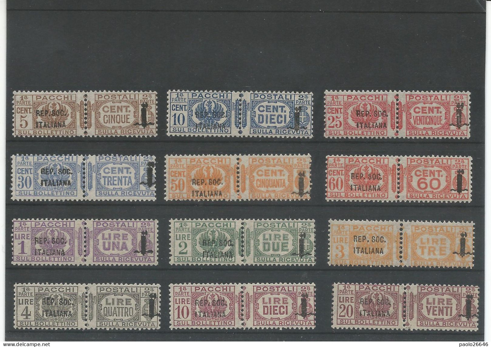 1944 Repubblica Sociale RSI Pacchi Postali Fascetto Nuovi MNH Gomma Integra - Postal Parcels