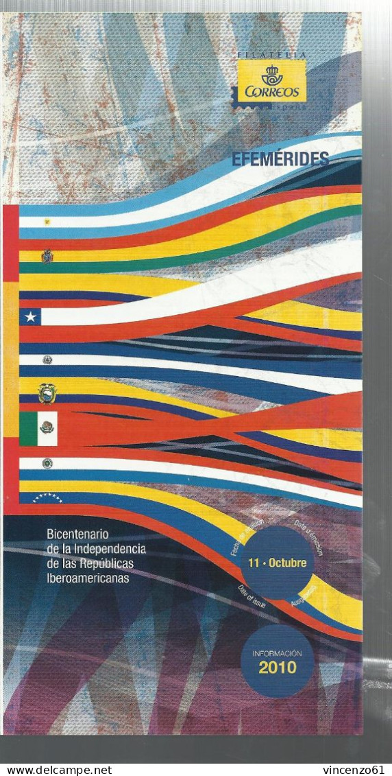 2010 Bollettino Correos Bicentenario De La Indipendencia De Las Republicas Iberoamericanas - Enveloppes