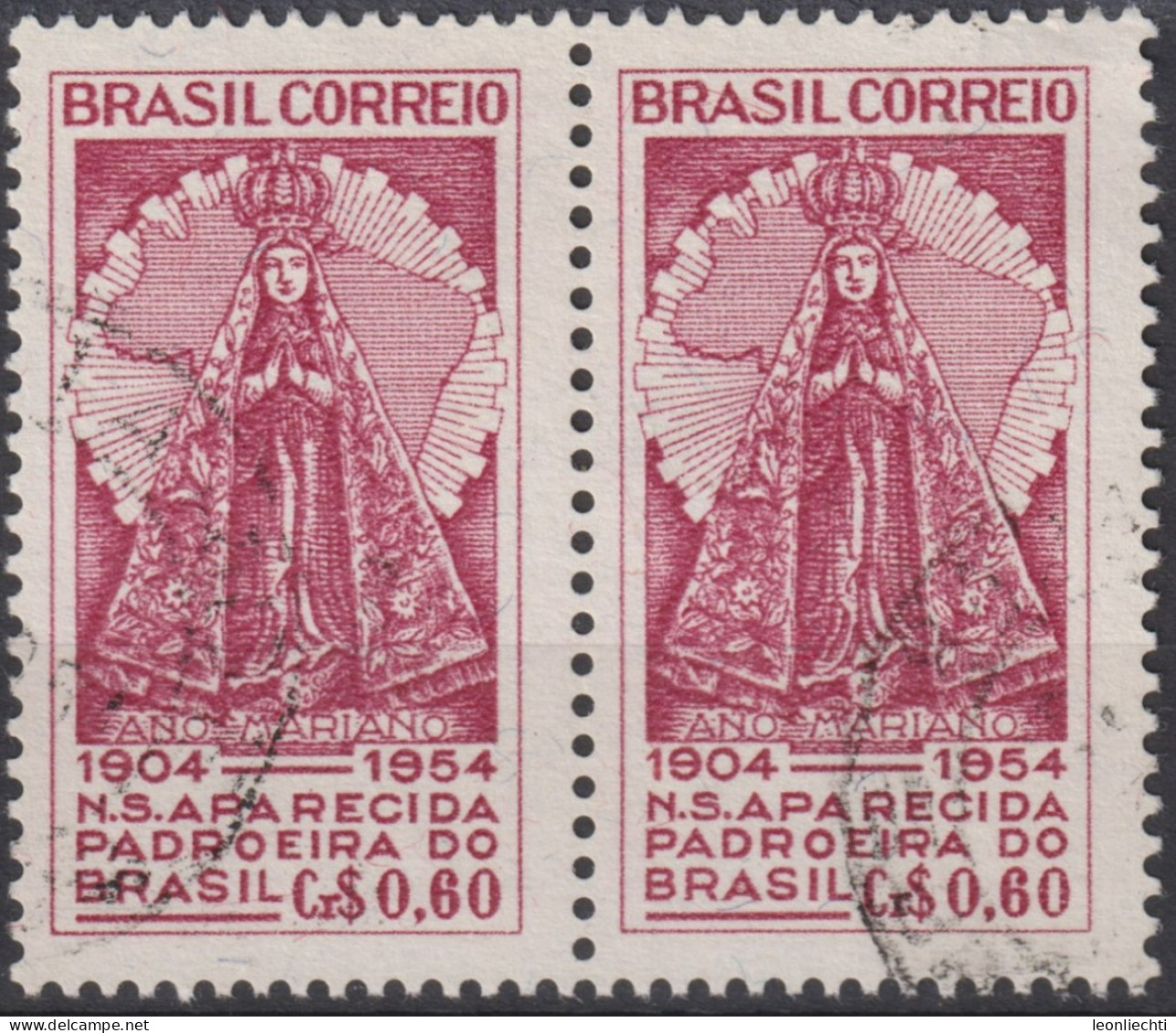 1954 Brasilien ° Mi:BR 857, Sn:BR 805, Yt:BR 586, Virgin And Map, Marian Year - Used Stamps