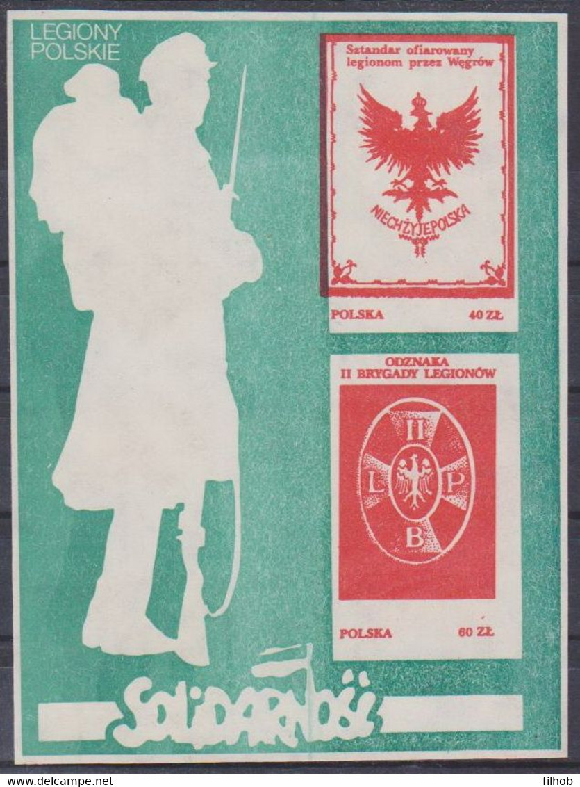 Poland SOLIDARITY (S334): Polish Legions (green 2 Block) - Vignettes Solidarnosc
