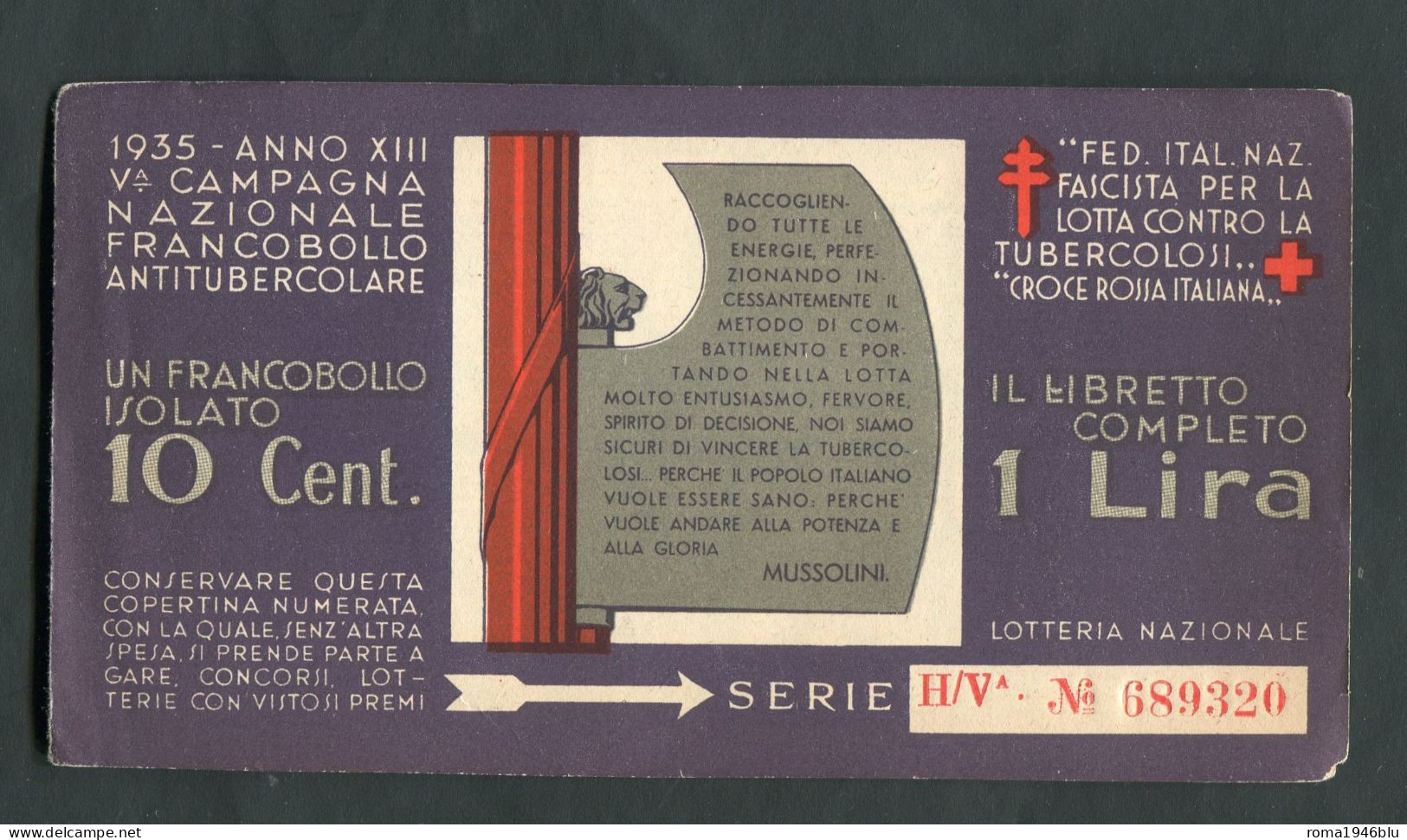 1935 XIII CAMPAGNA NAZIONALE ANTITUBERCOLARE LIBRETTO - Erinnofilia