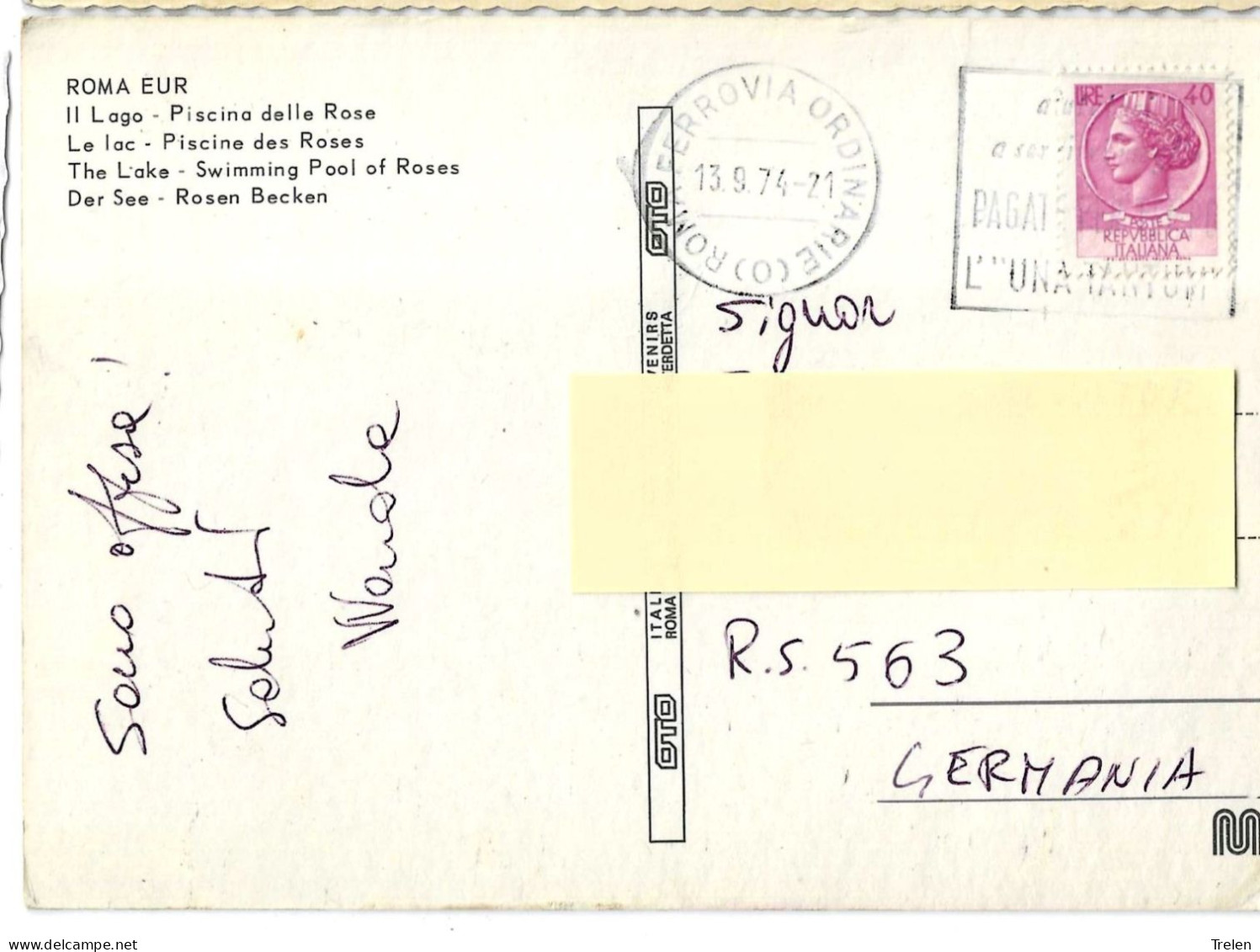 Italie, Italien, Roma, Rom, Lago Dell'Eur, 1974,  Gelaufen, Deccritto - Places & Squares