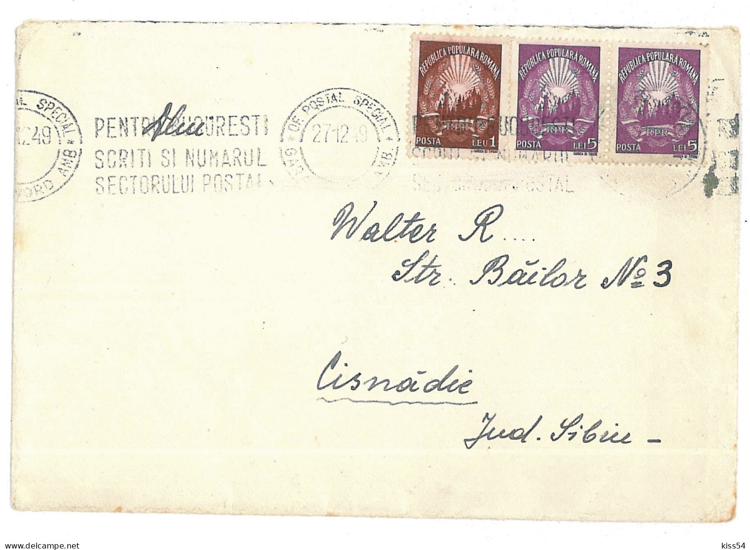 CIP 13 - 198-a BUCURESTI - Cover - Used - 1949 - Storia Postale