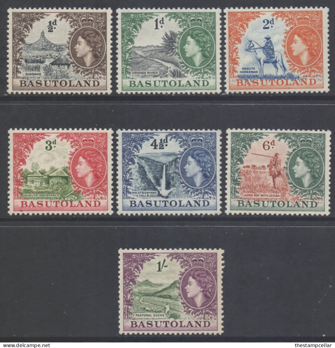 Basutoland Scott 46/52 - SG43/49, 1954 Elizabeth II Set To 1/- MH* - 1933-1964 Colonia Británica