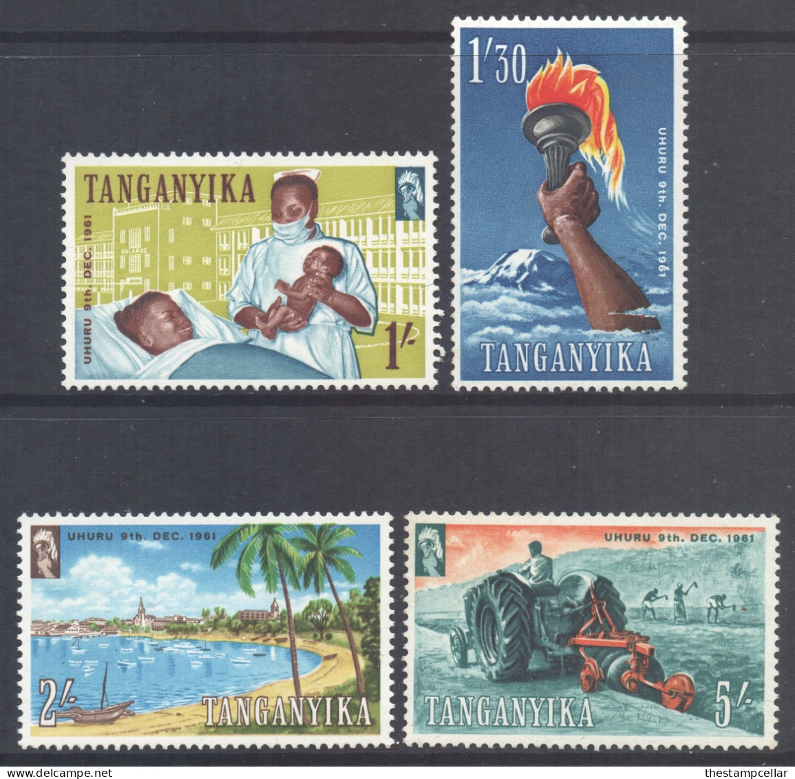 Tanganyika Scott 51/54 - SG114/117, 1961 Pictorial 1/- To 5/- MH* - Tanganyika (...-1932)