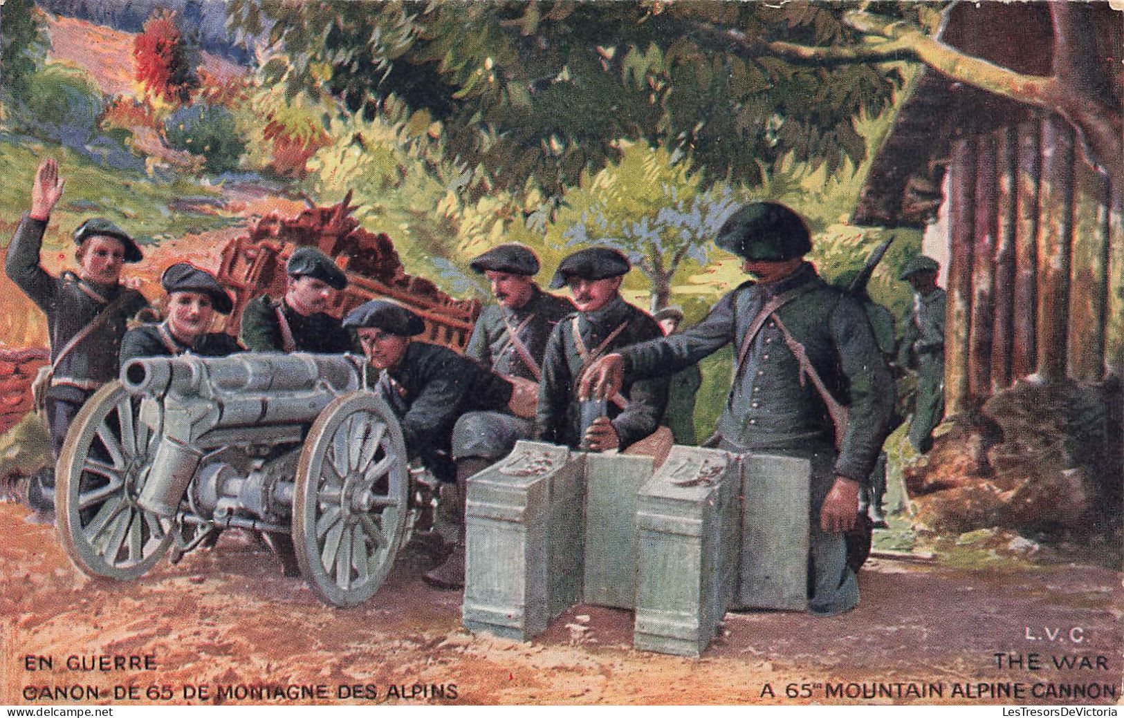 MILITARIA - En Guerre - Canon De 65 De Montagne Des Alpins - Soldats - Carte Postale Ancienne - Other Wars