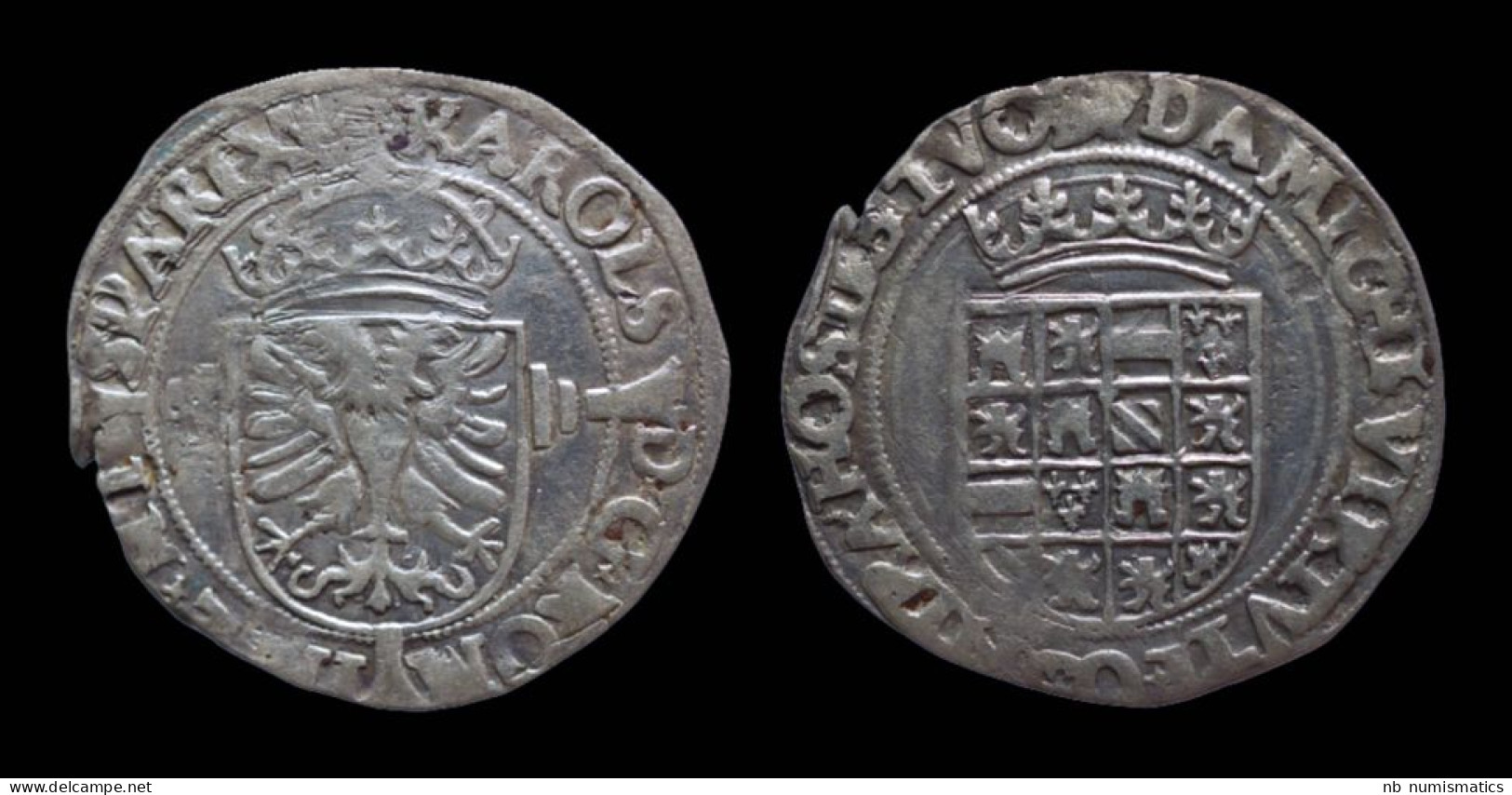 Southern Netherlands Brabant Karel V (Charles Quint) 1/2 Silver Real No Date - 1556-1713 Spanische Niederlande