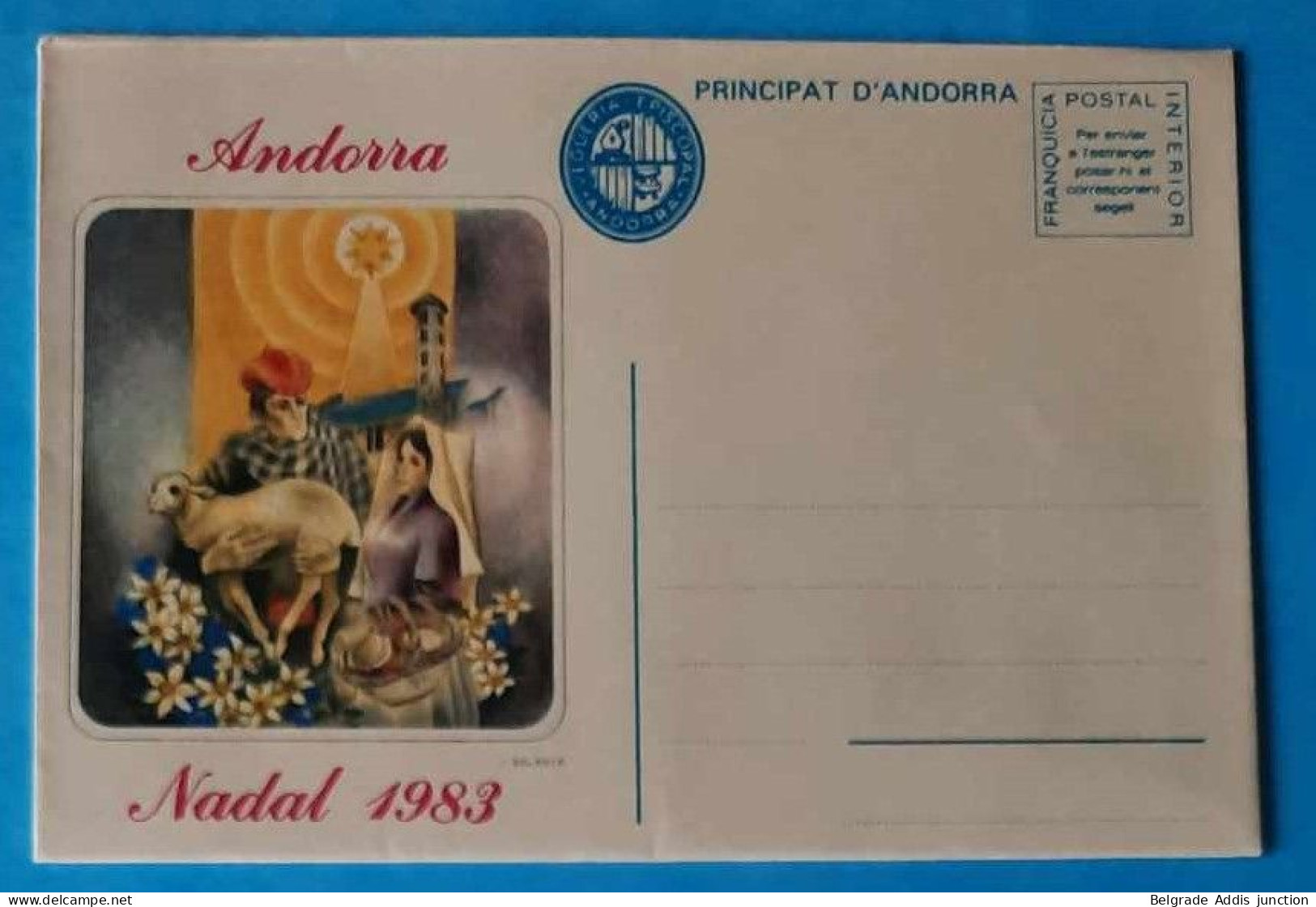 Andorra Viguerie Andorre Aérogramme Mint Neuf 1983 Noël Nadal - Episcopale Vignetten