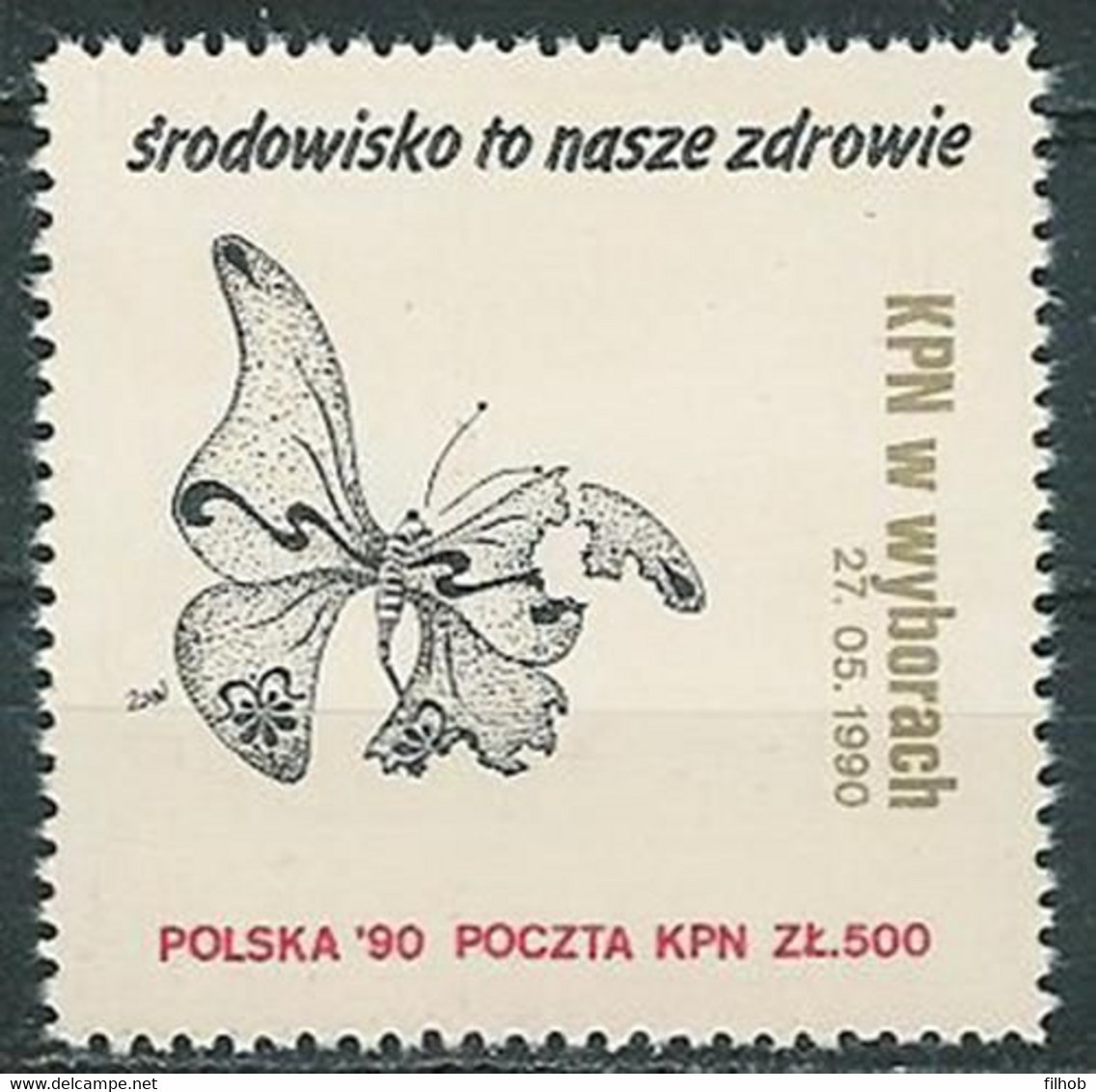 Poland SOLIDARITY (S040): KPN In Elections (the Environment Is Our Health) Butterfly - Solidarnosc Vignetten