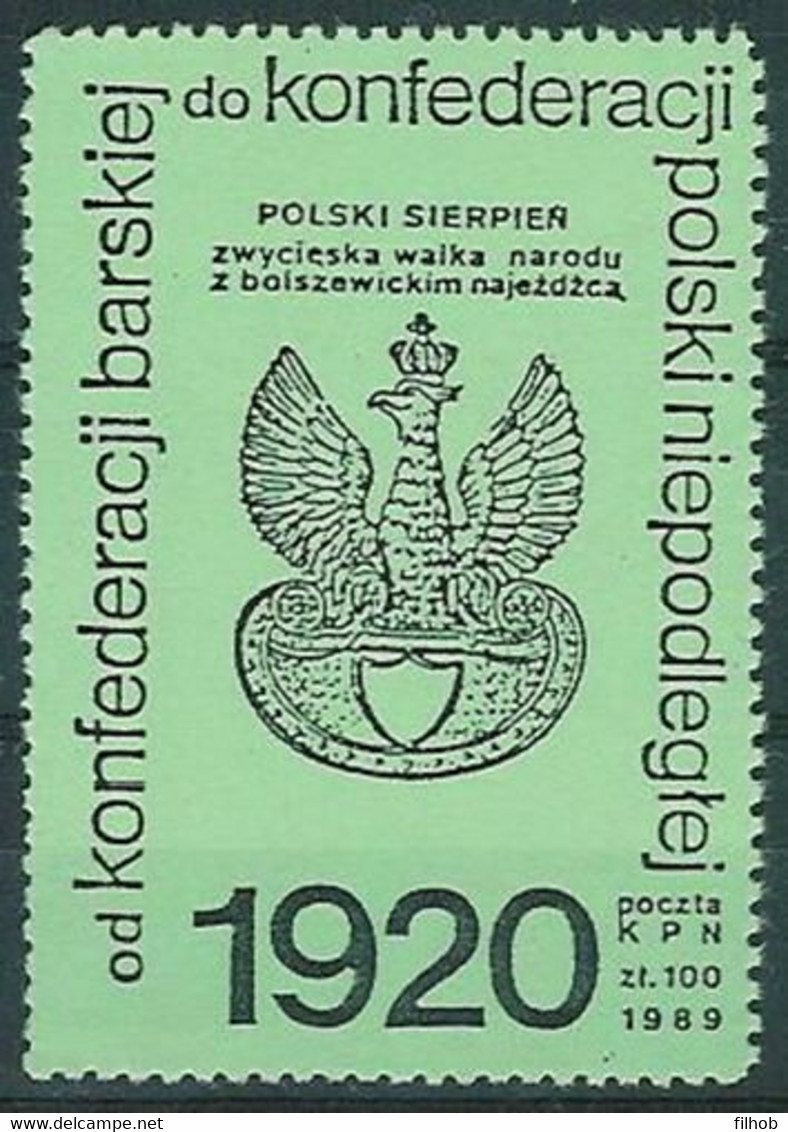 Poland SOLIDARITY (S078): KPN 1989 1920 Polish August (green) - Viñetas Solidarnosc