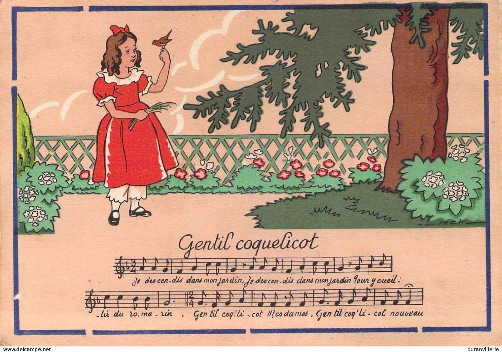 Rondes Enfantines "Gentil Coquelicot" Illustration Jack Ed Barré Et Doyez 1945 - Märchen, Sagen & Legenden