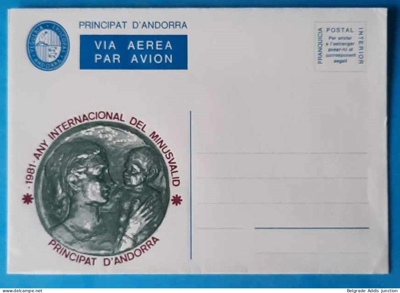 Andorra Viguerie Andorre Aérogramme Mint Neuf 1981 - Vegueria Episcopal