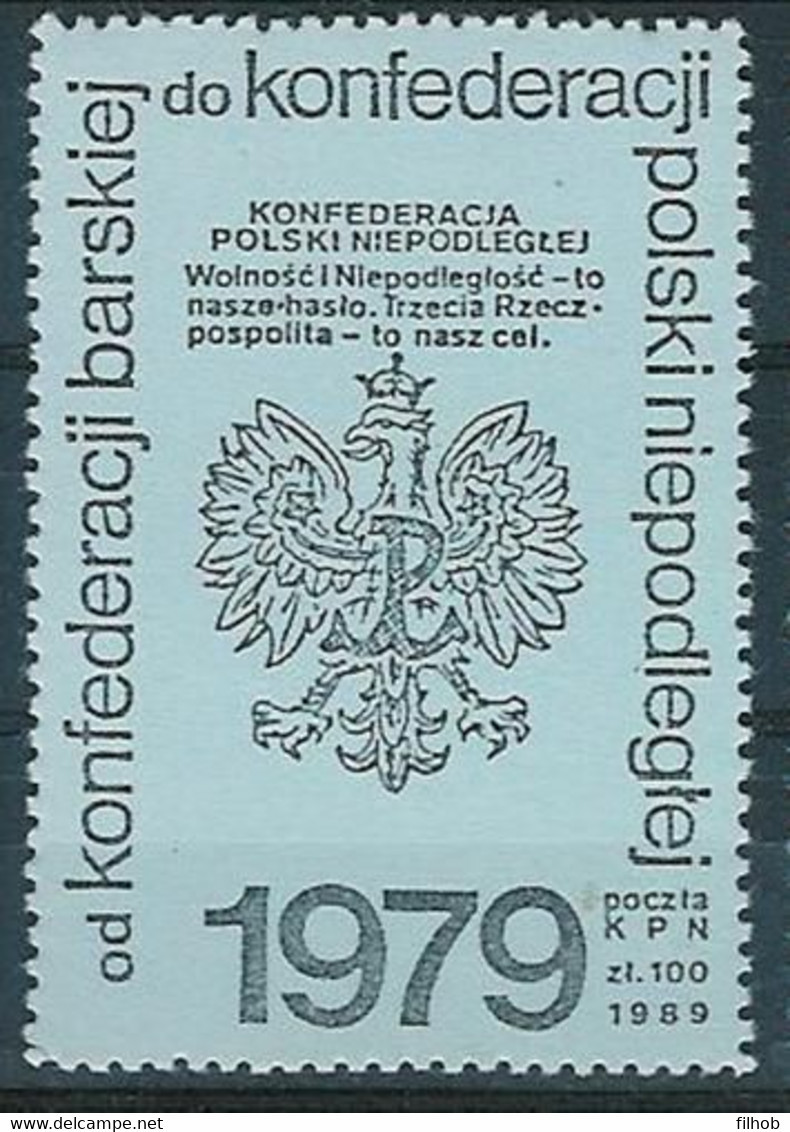 Poland SOLIDARITY (S083): KPN 1989 1979 KPN (l.blue) - Solidarnosc Vignetten