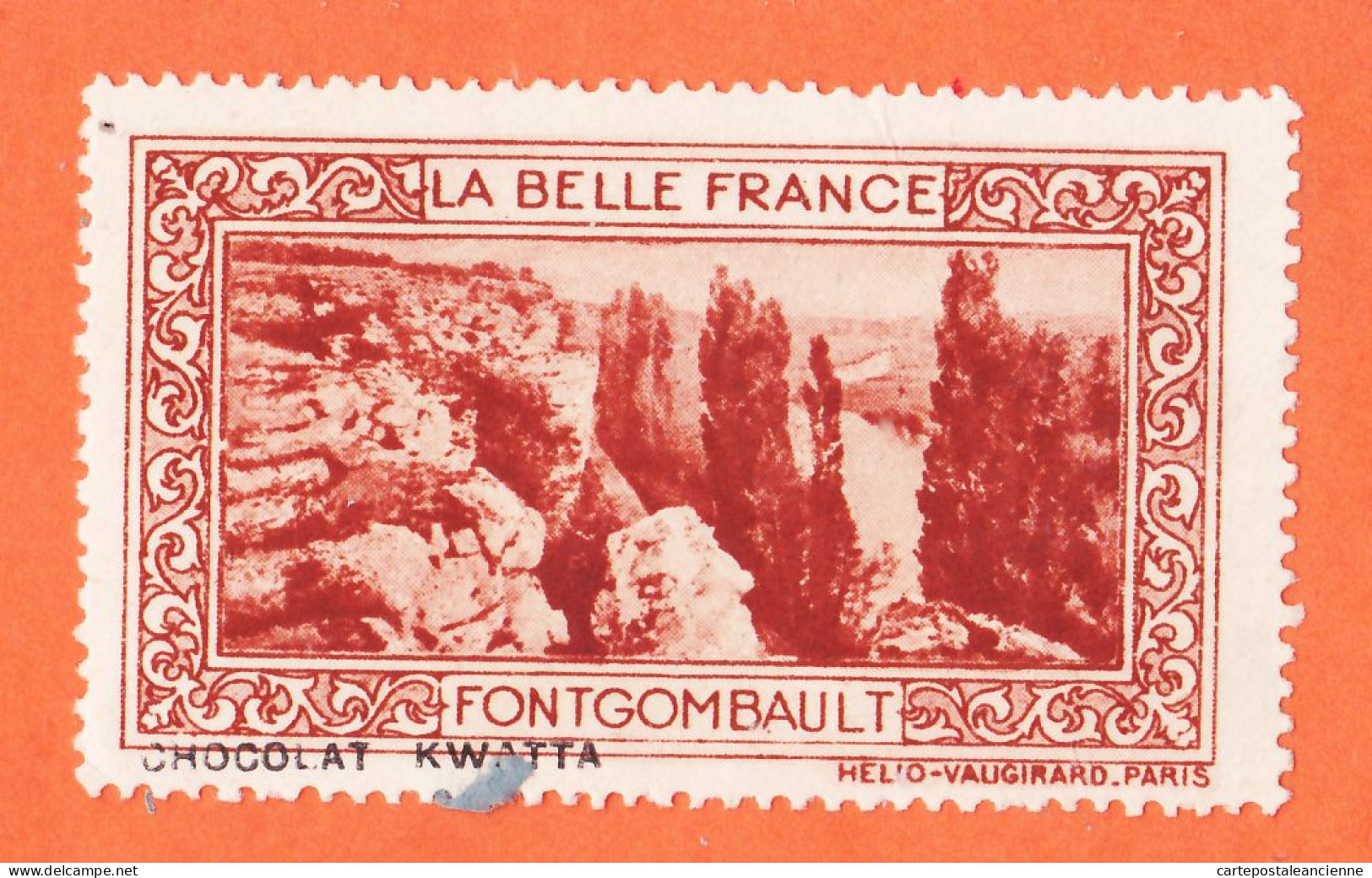 12938 / ⭐ ◉ FONTGOMBAULT 36-Indre Pub Chocolat KWATTA Vignette Collection BELLE FRANCE HELIO-VAUGIRARD Erinnophilie - Tourisme (Vignettes)