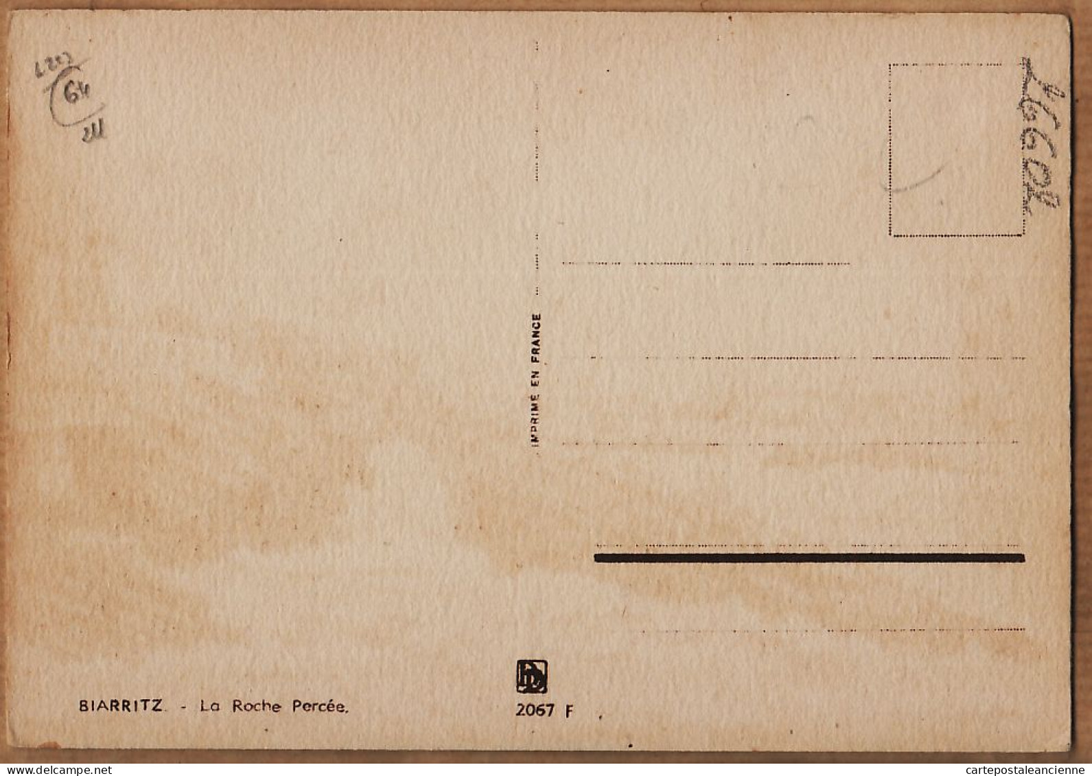 12501 ● Aquarelle BARDAY Lithographie BARRE-DAYEZ 2067 F-Sans N° Dépot-BIARRITZ La ROCHE PERCEE 1950s CPSM 15x10,5cm - Barday