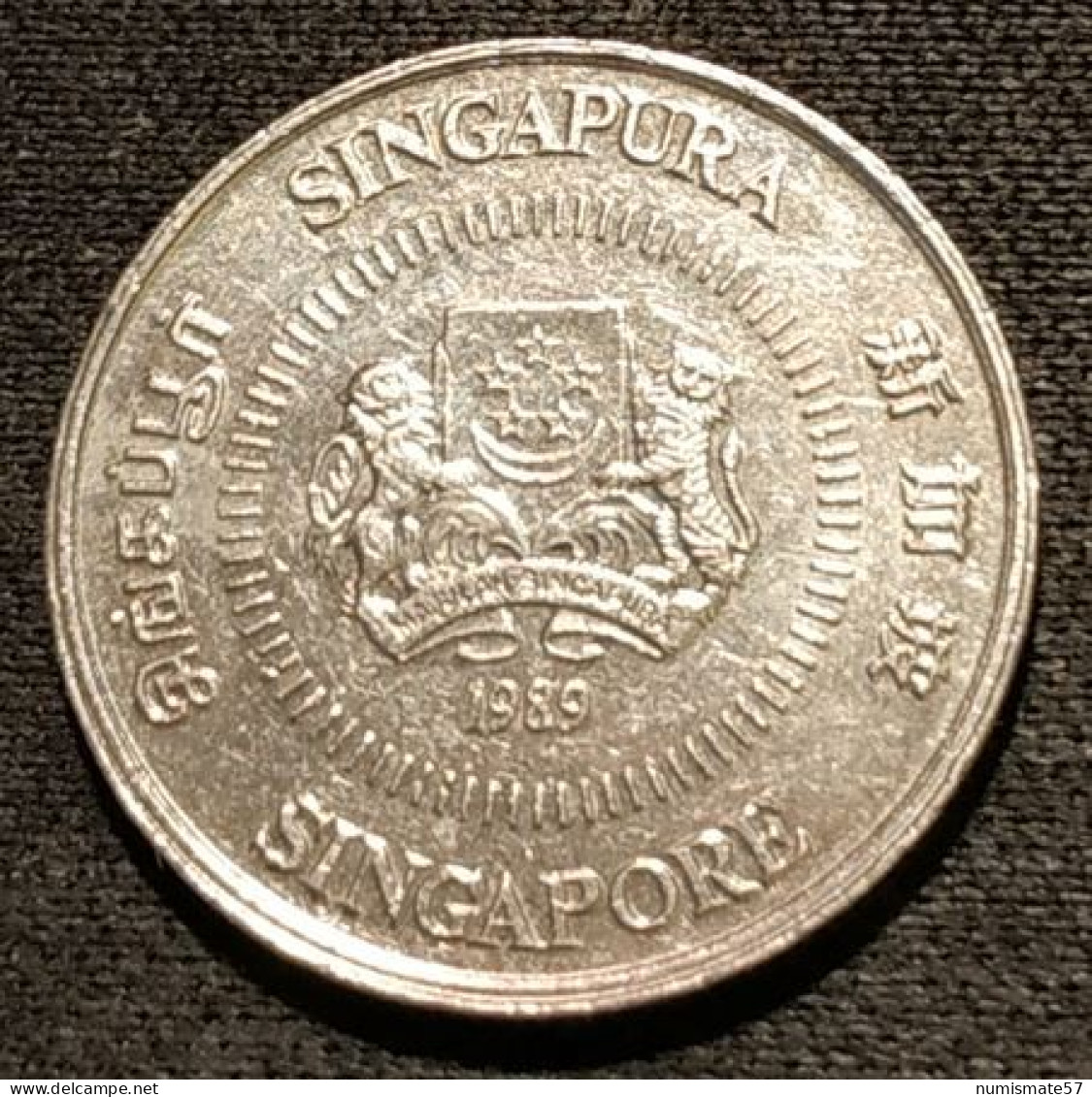 SINGAPOUR - SINGAPORE - 10 CENTS 1989 - KM 51 - ( Blason Haut ) - Singapore
