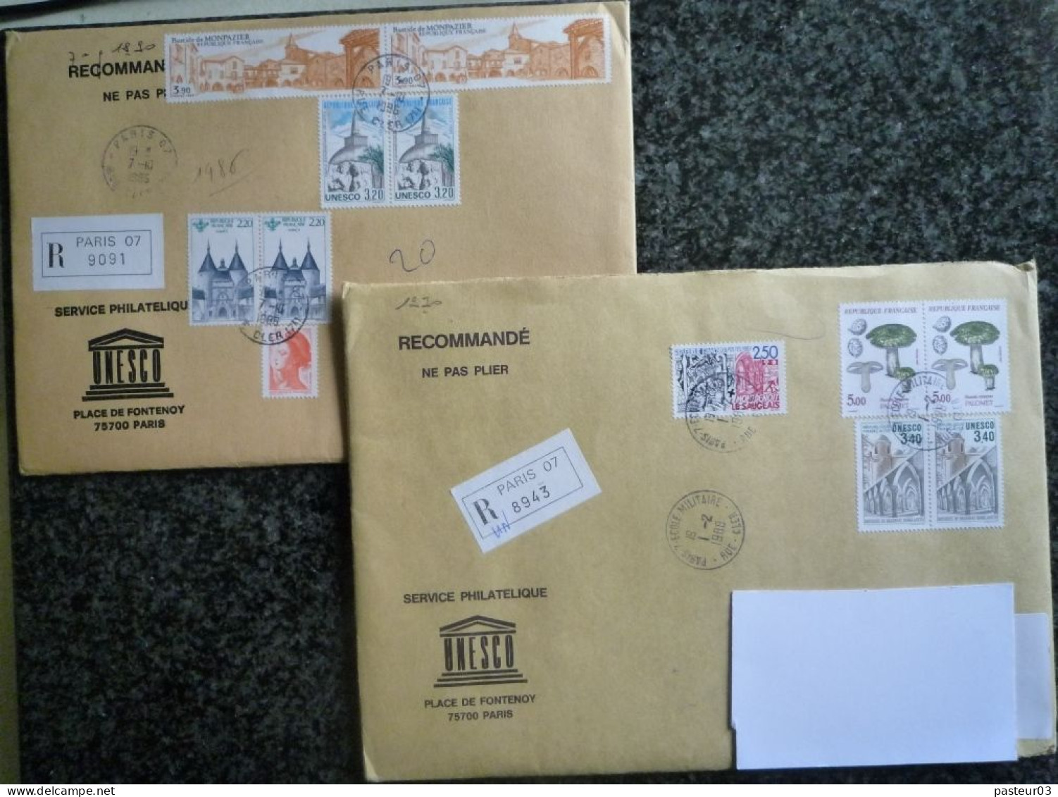 Lot De Lettres Affranchies Avec Des Timbres De L'Unesco Et De La France Voir Scan - Storia Postale