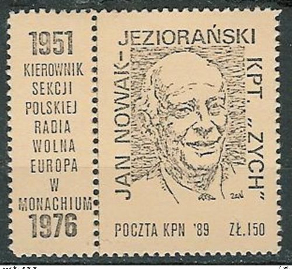 Poland SOLIDARITY (S022): KPN J. Nowak-Jezioranski (beige Lab) - Solidarnosc Labels