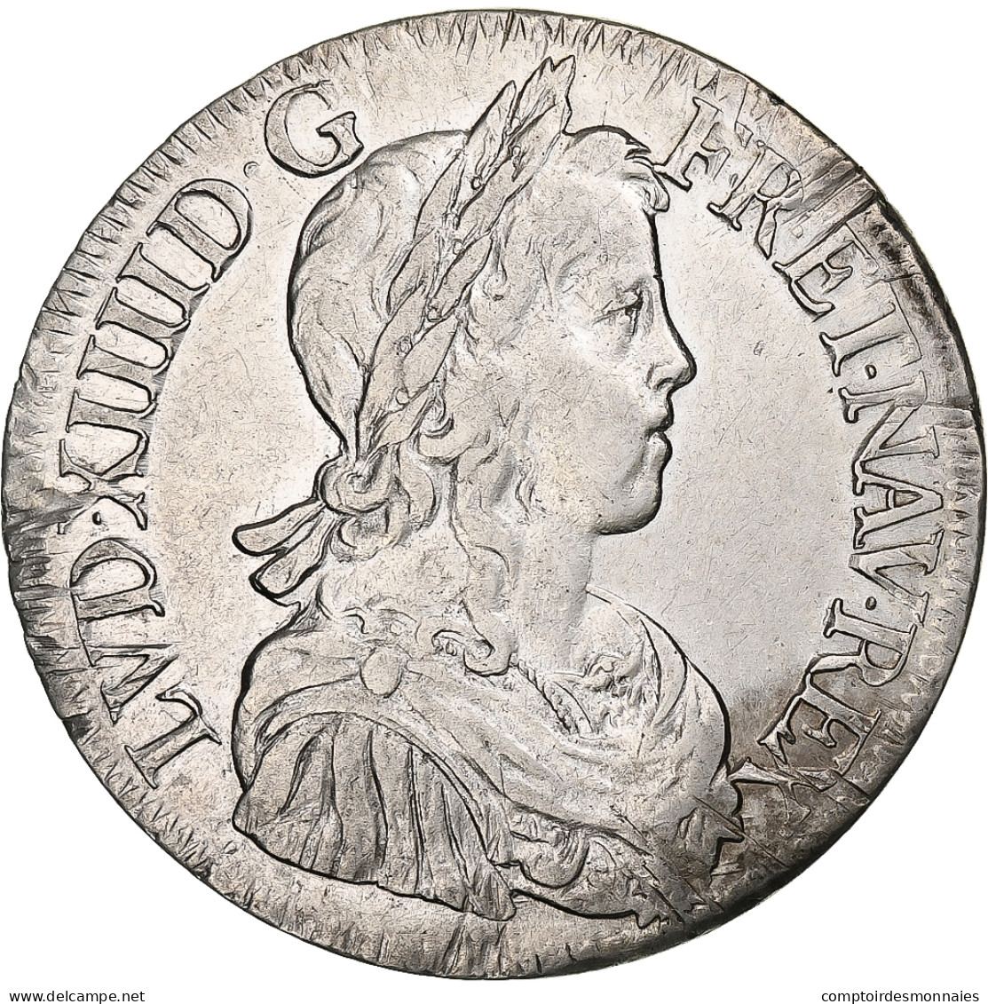 France, Louis XIV, Écu à La Mèche Longue, 1648/7, Bordeaux, Argent, TTB - 1643-1715 Louis XIV Le Grand