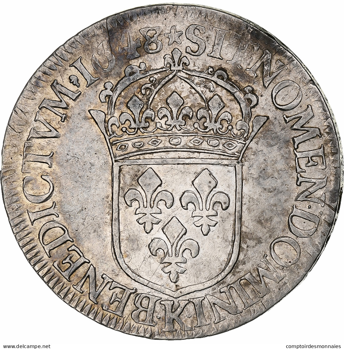 France, Louis XIV, Écu à La Mèche Longue, 1648/7, Bordeaux, Argent, TTB - 1643-1715 Luigi XIV El Re Sole