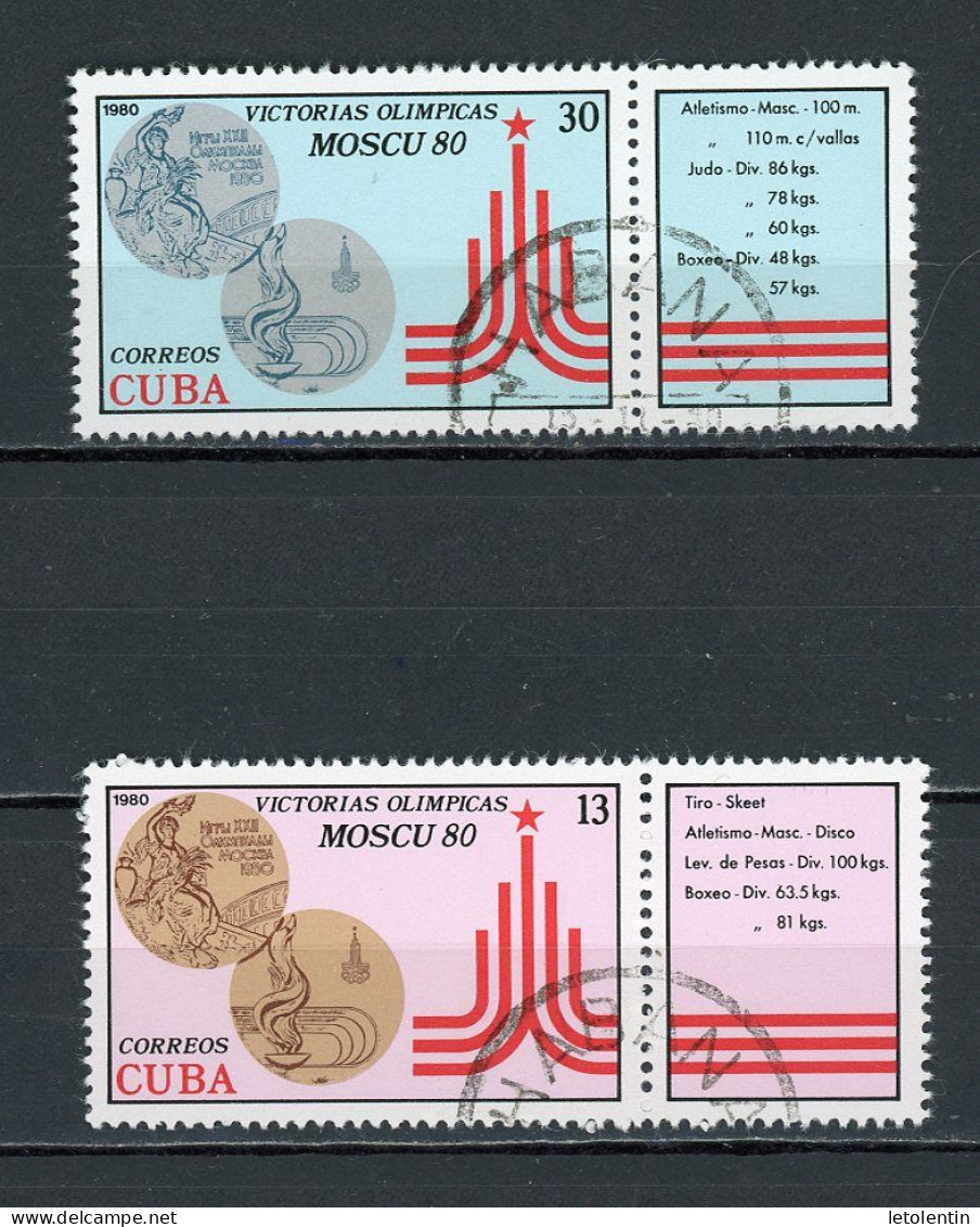 CUBA - VICTOIRES CUBAINES AU JO. DE MOSCOU  N°Yt 2225+2226 Obl. - Usados