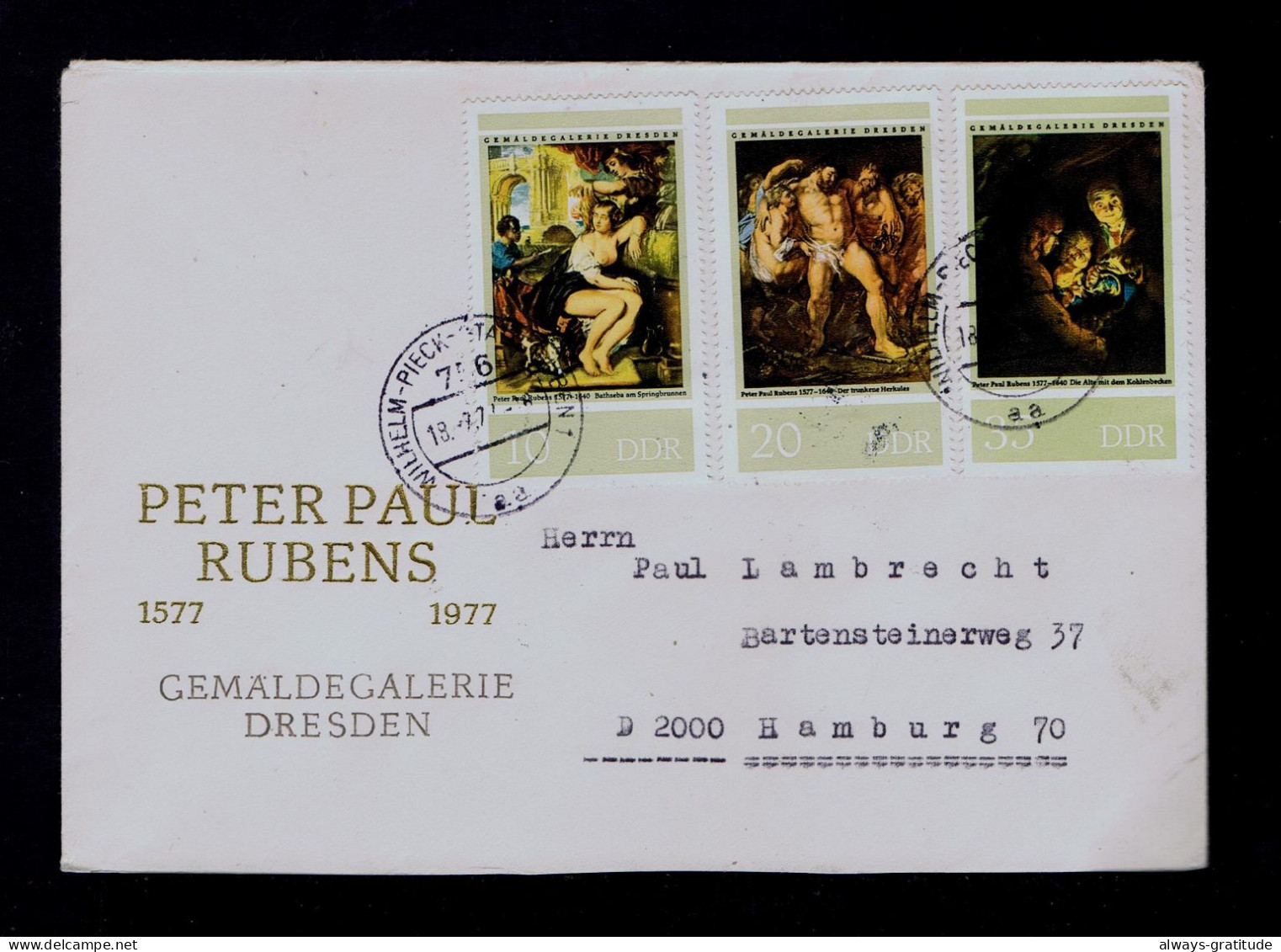 Sp10385 DDR "Gemalde Galerie -DRESDEN" Museum RUBENS 1577-1640 Peinture Arts Paintings Mailed Hamburg - Rubens